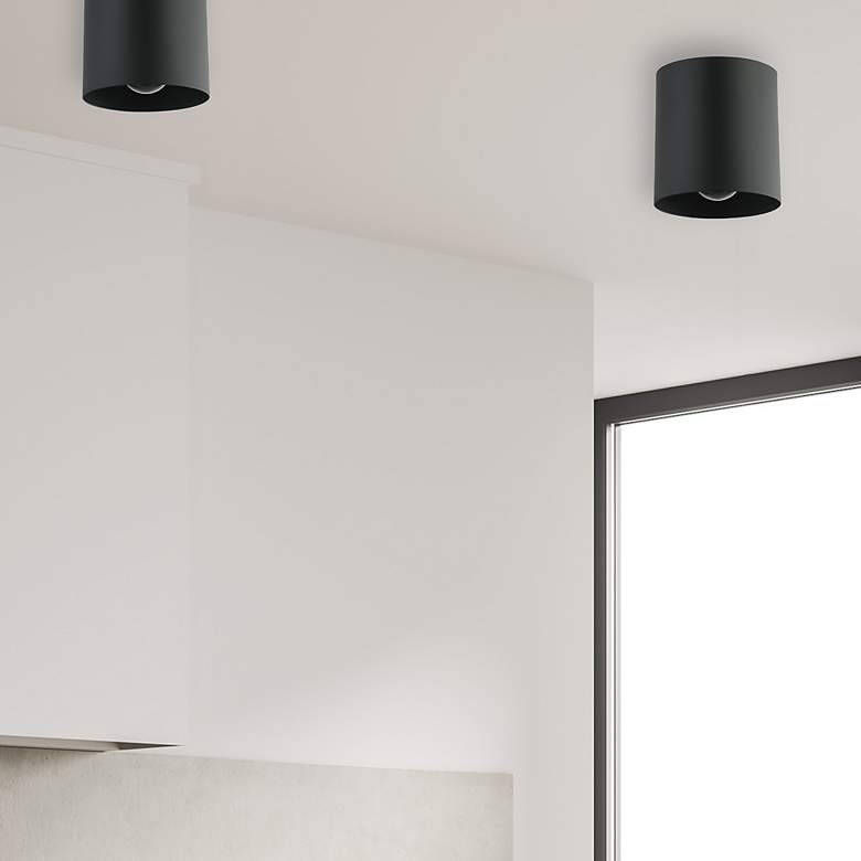 Image 2 Theron 4.75" Wide Matte Black Flush Mount more views