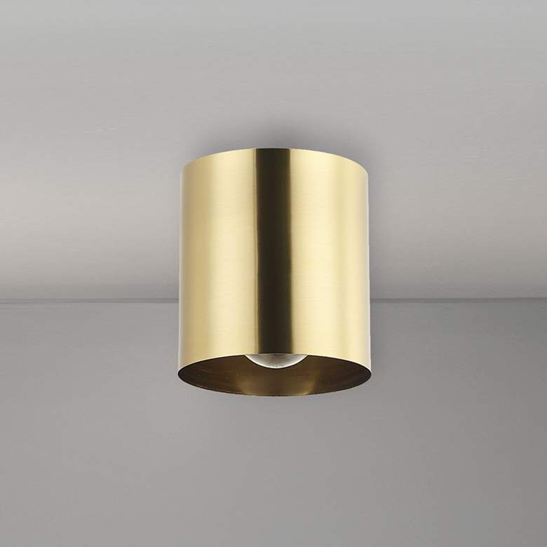 Image 1 Theron 4 3/4" Wide Aged Brass Ceiling Light
