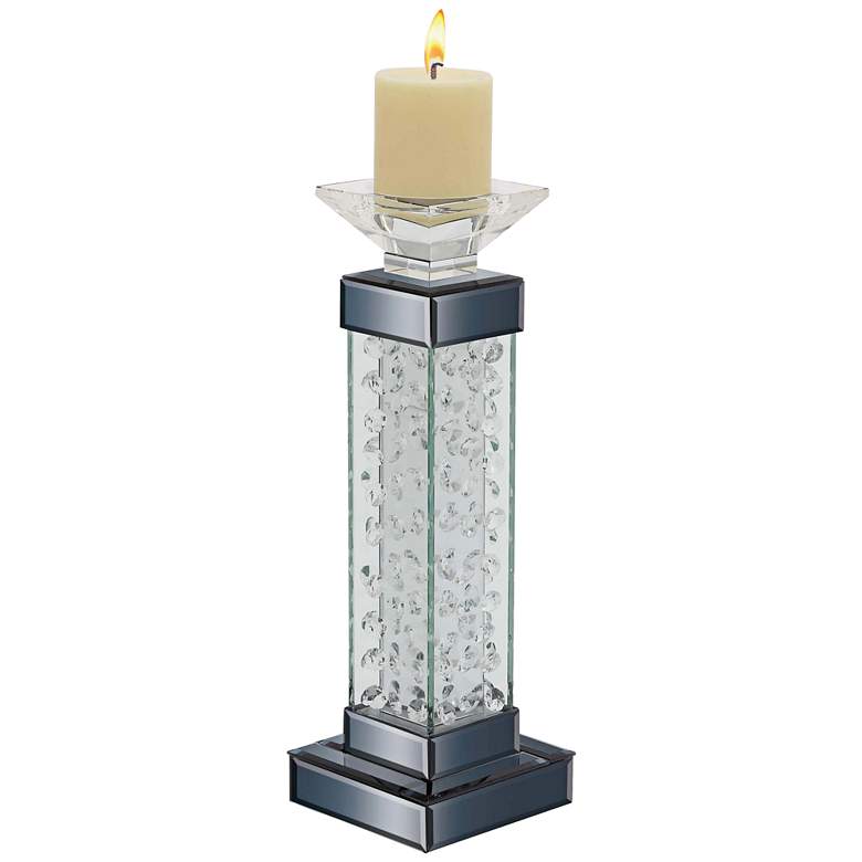 Theron Black Jeweled 15&quot; High Pillar Candle Holder
