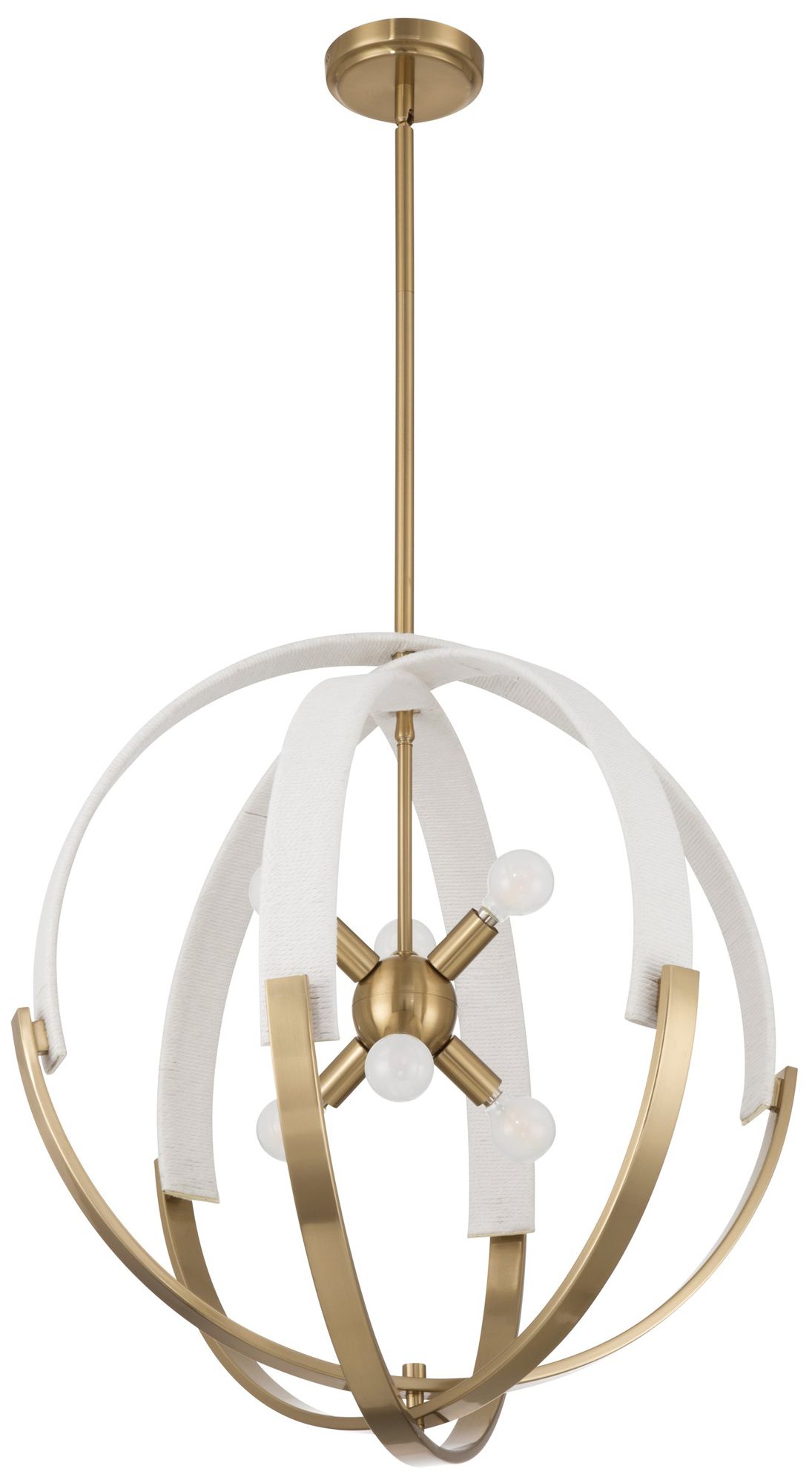 Image 2 Thesis Abbey 23" 6 Light Brass and Cream Cotton Rope Chandelier