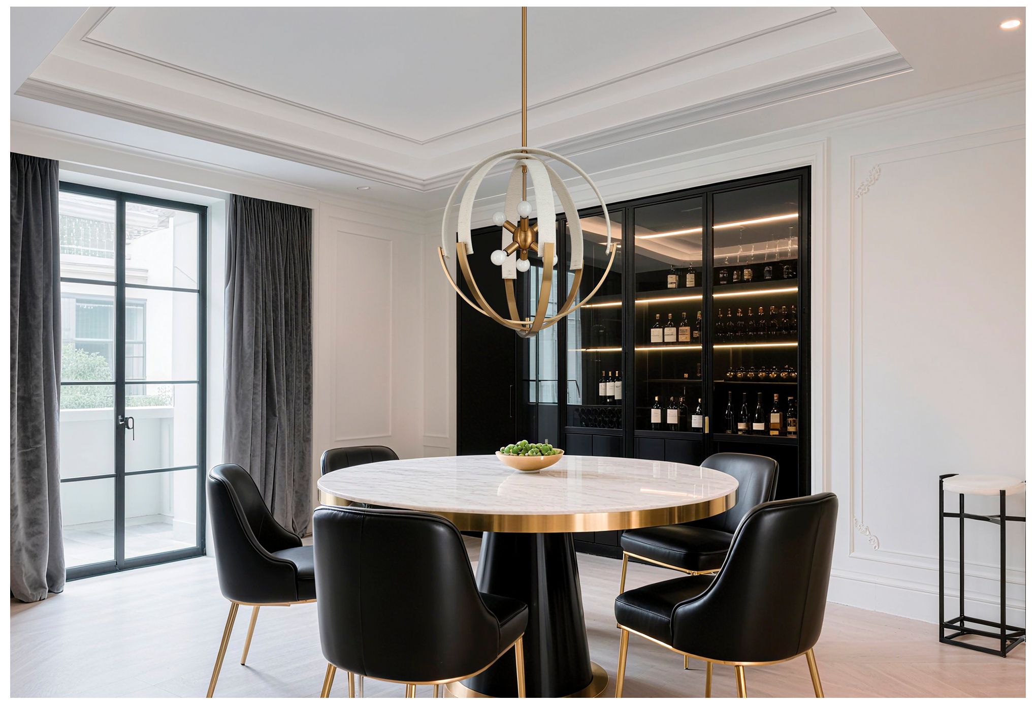 Image 3 Thesis Abbey 23" 6 Light Brass and Cream Cotton Rope Chandelier more views