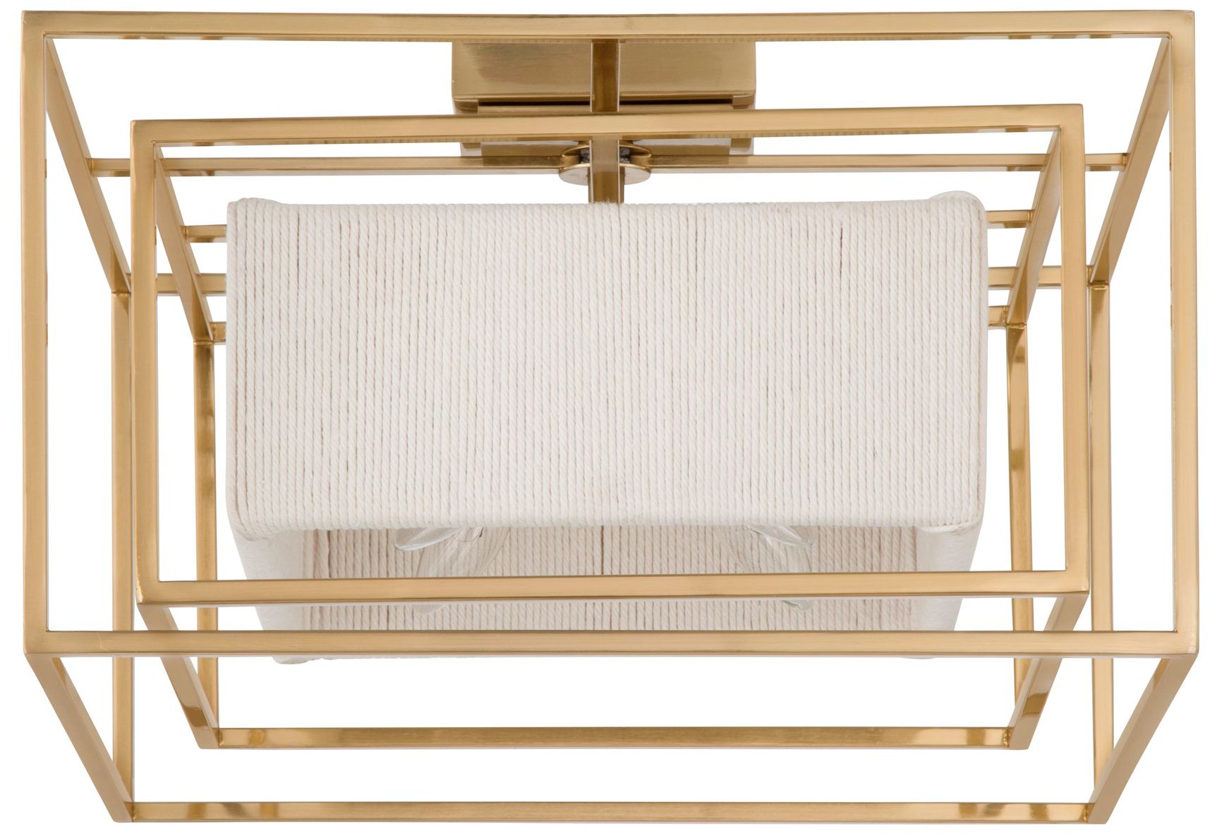 Image 5 Thesis Abbey 4 Light Brass Convertible Pendant w/ Cream Cotton Rope Shade more views