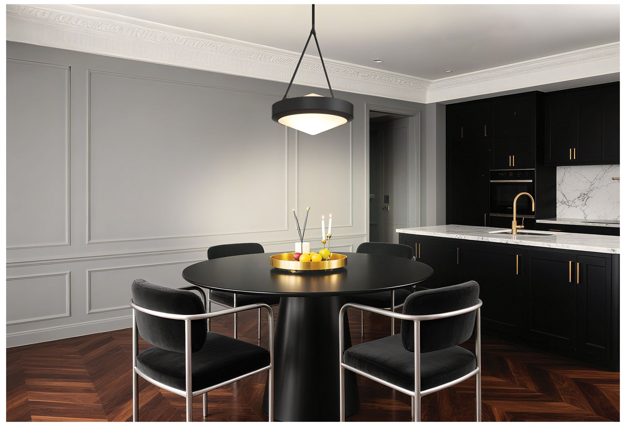 Image 6 Thesis Agate 15" 3 Light Matte Black Pendant Light with Opal Glass Shade more views