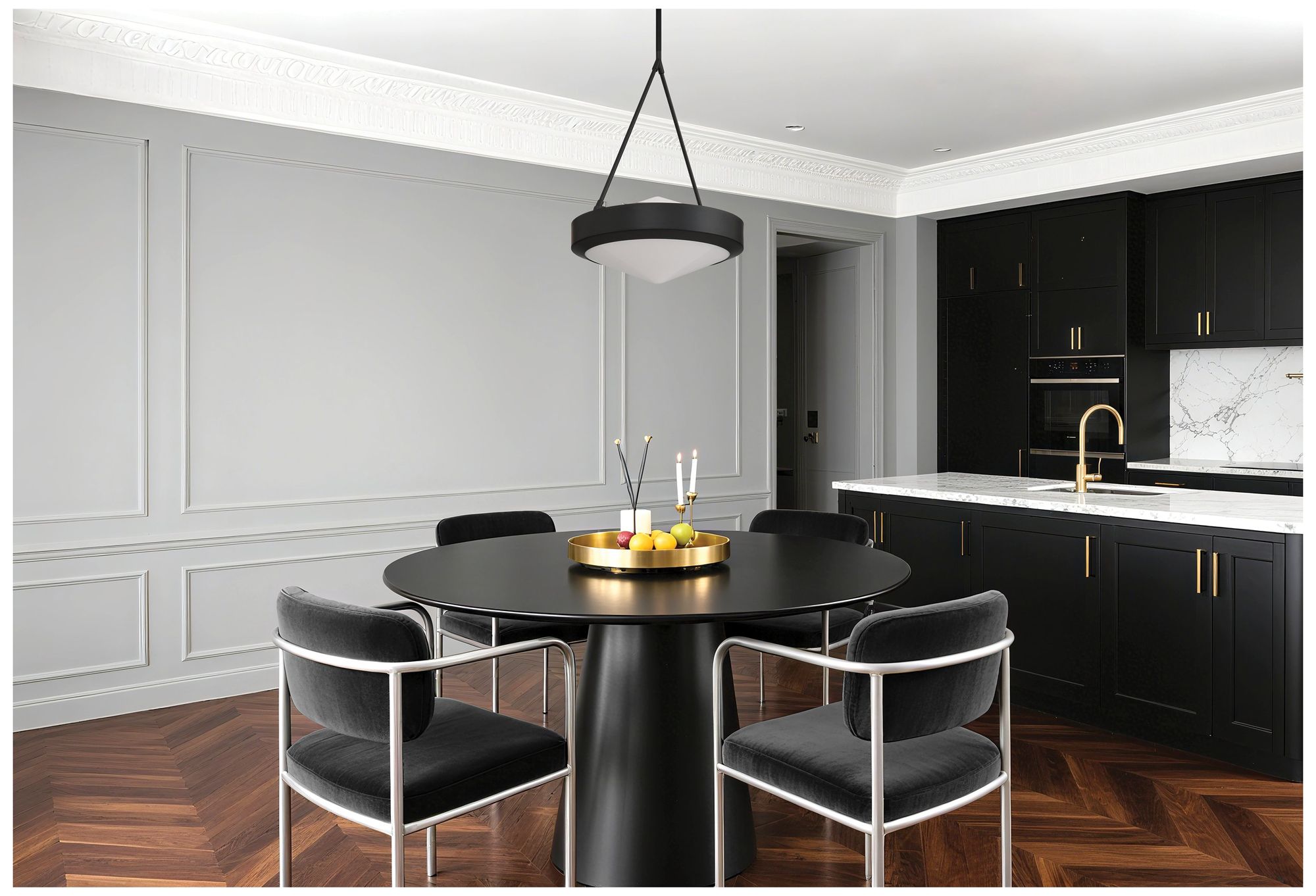 Image 7 Thesis Agate 15" 3 Light Matte Black Pendant Light with Opal Glass Shade more views