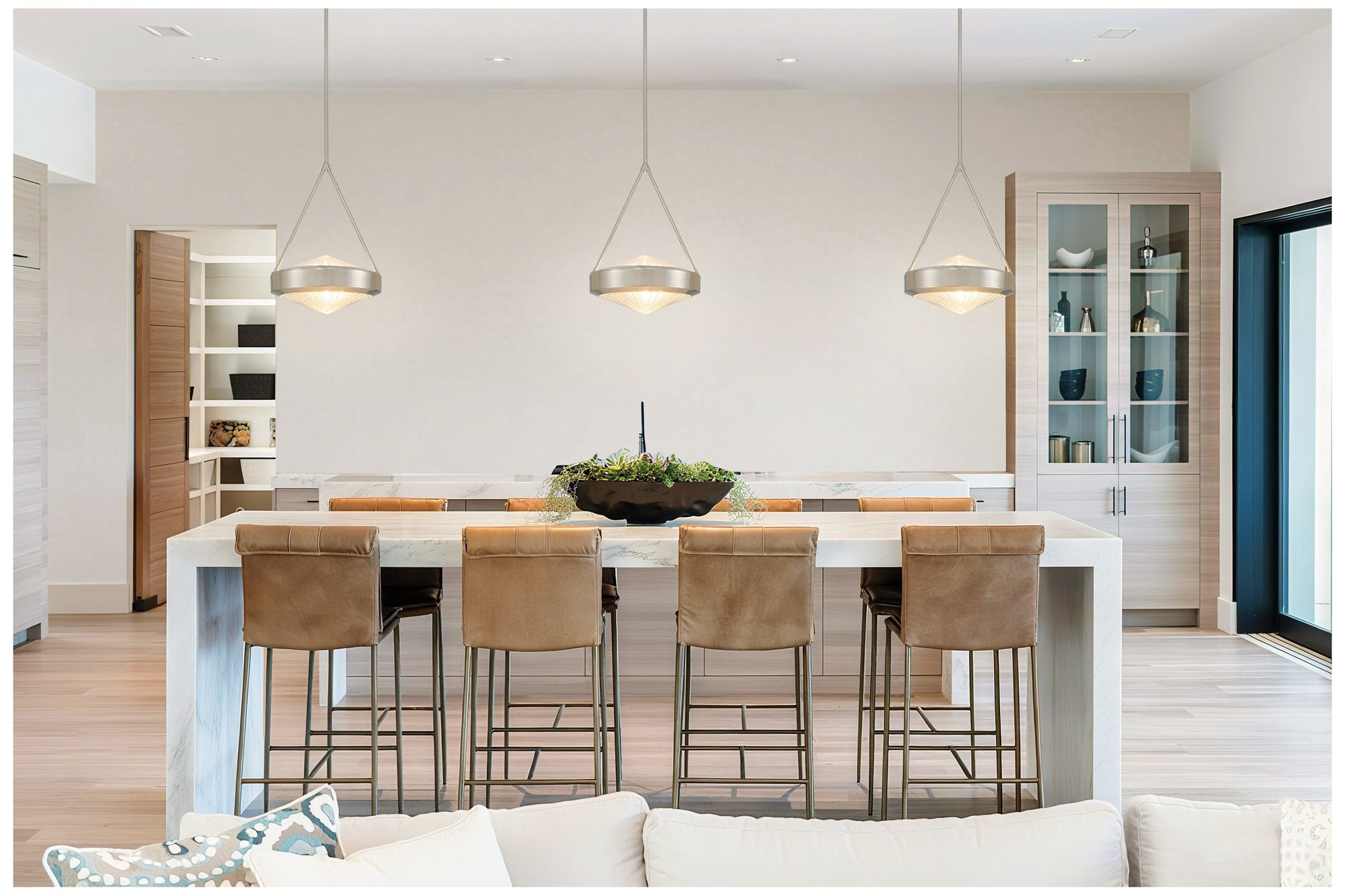 Image 6 Thesis Agate 15" 3 Light Polished Nickel Pendant Light more views