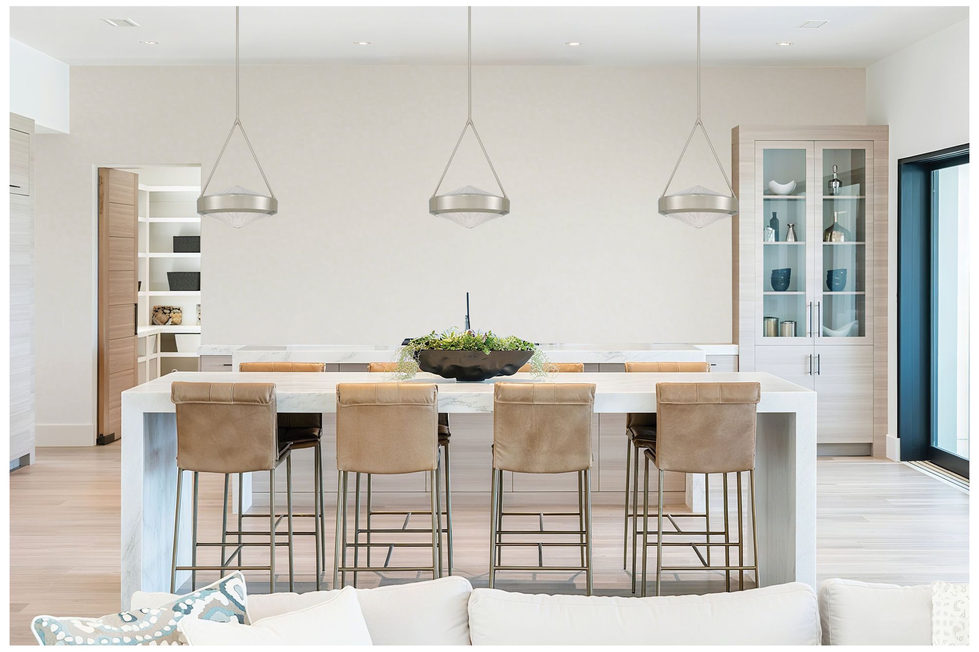 Image 7 Thesis Agate 15" 3 Light Polished Nickel Pendant Light more views