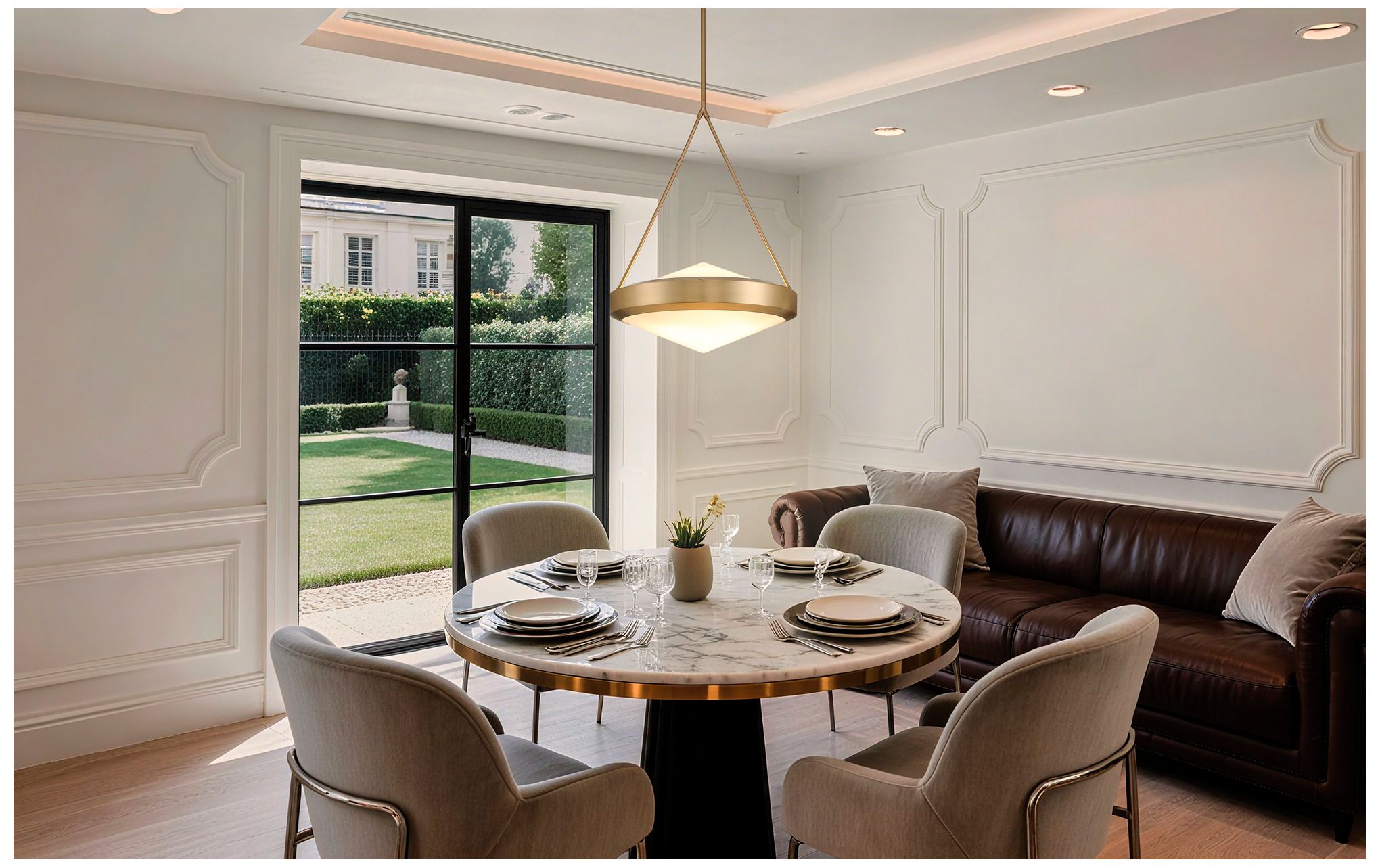 Image 6 Thesis Agate 20" 4 Light Champagne Gold Pendant Light with Opal Glass Shade more views