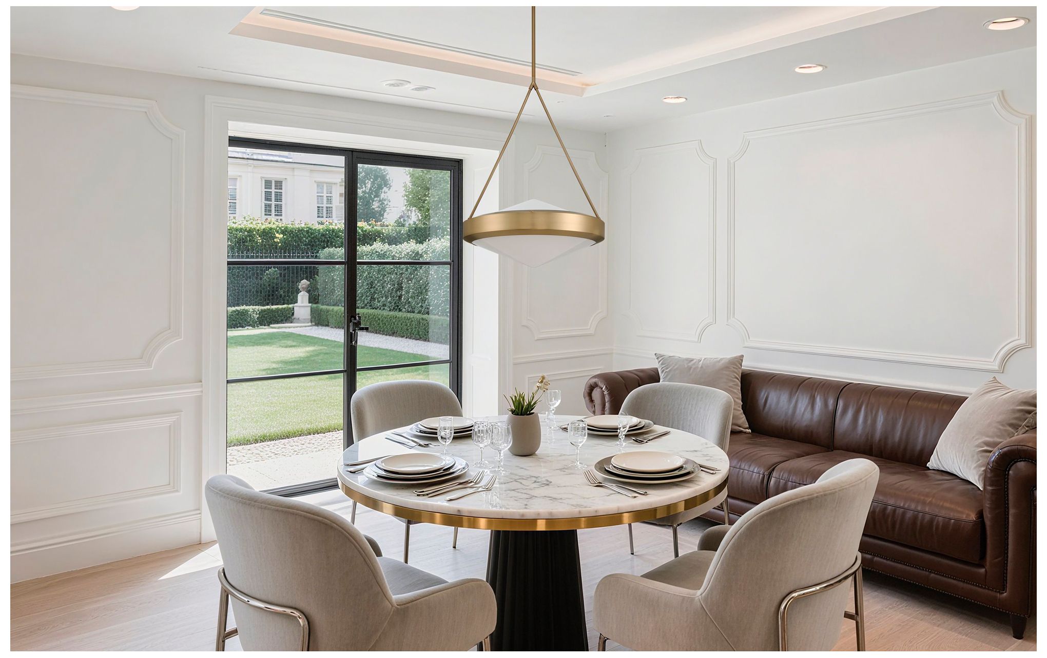 Image 7 Thesis Agate 20" 4 Light Champagne Gold Pendant Light with Opal Glass Shade more views