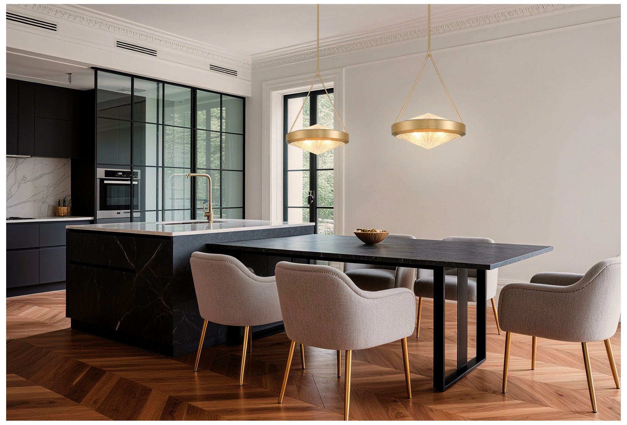 Image 6 Thesis Agate 20" 4 Light Champagne Gold Pendant Light more views