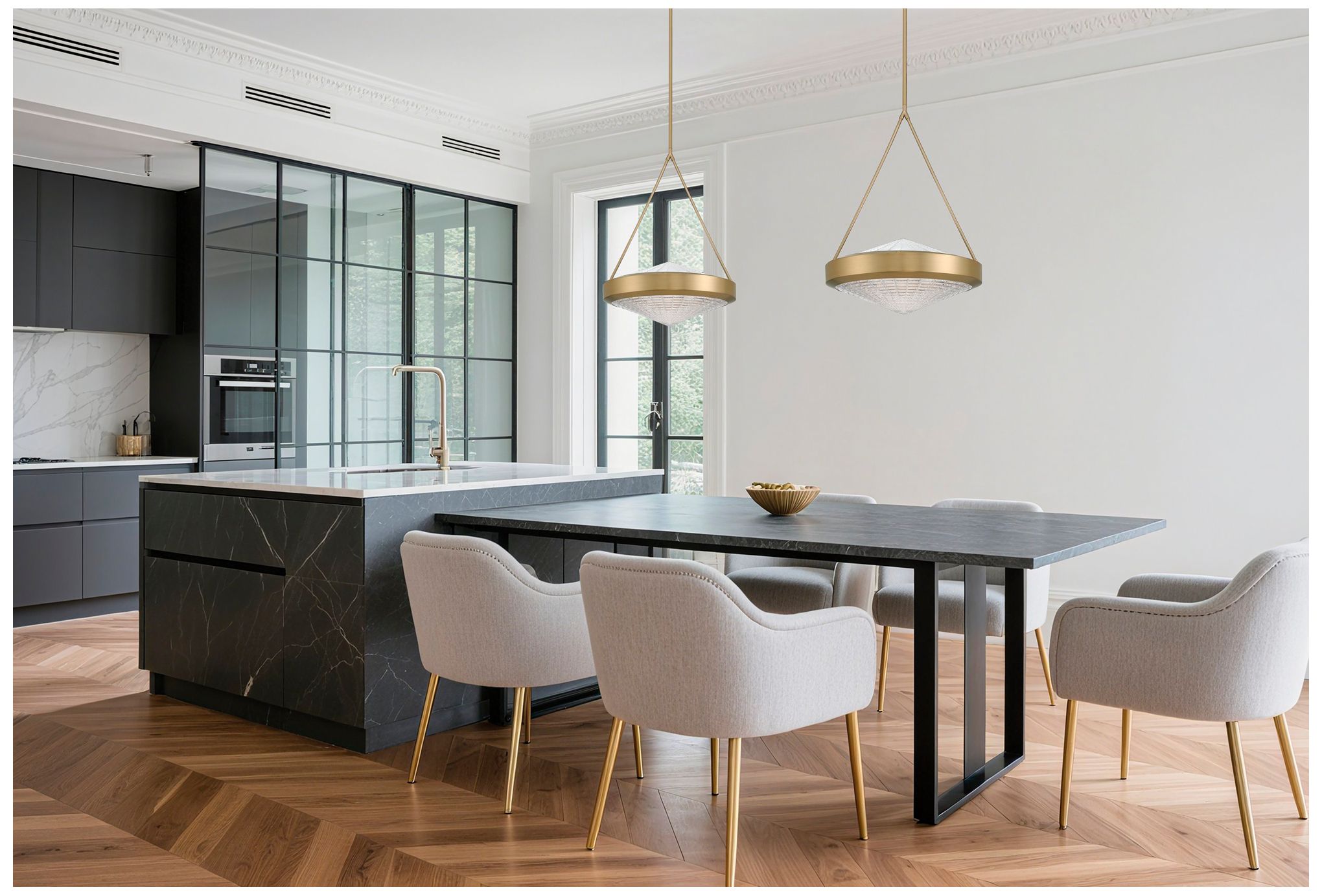 Image 7 Thesis Agate 20" 4 Light Champagne Gold Pendant Light more views