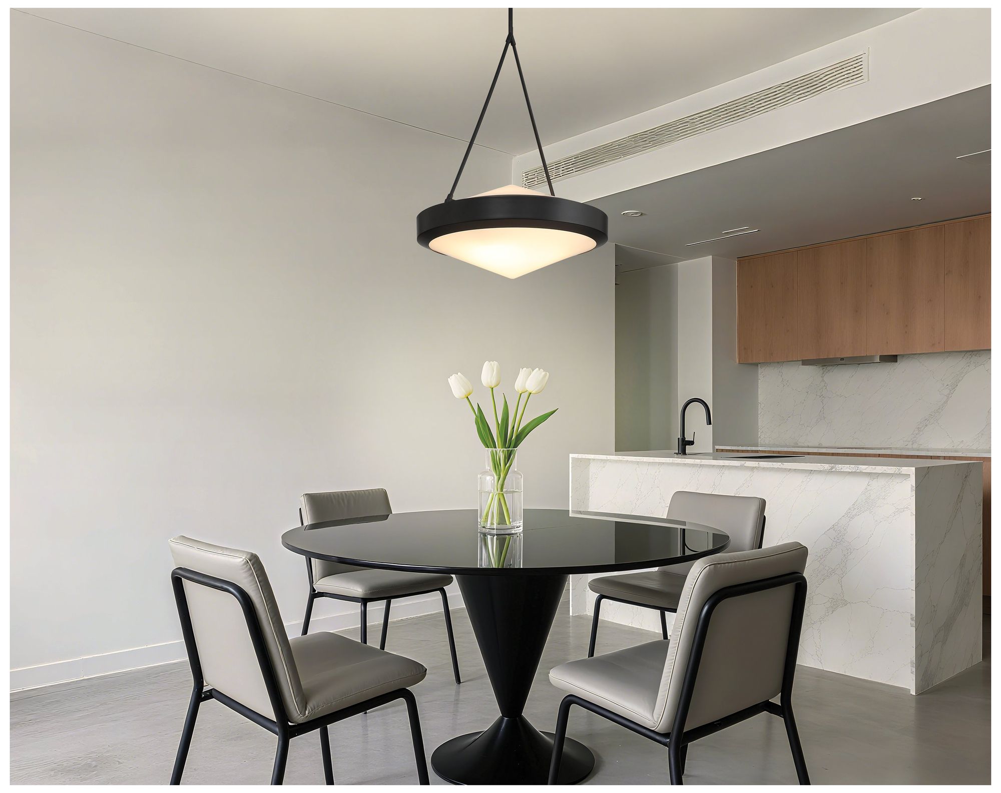 Image 6 Thesis Agate 20" 4 Light Matte Black Pendant Light with Opal Glass Shade more views