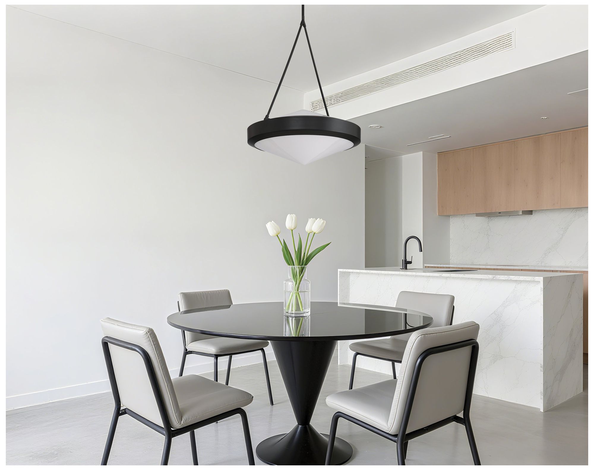 Image 7 Thesis Agate 20" 4 Light Matte Black Pendant Light with Opal Glass Shade more views