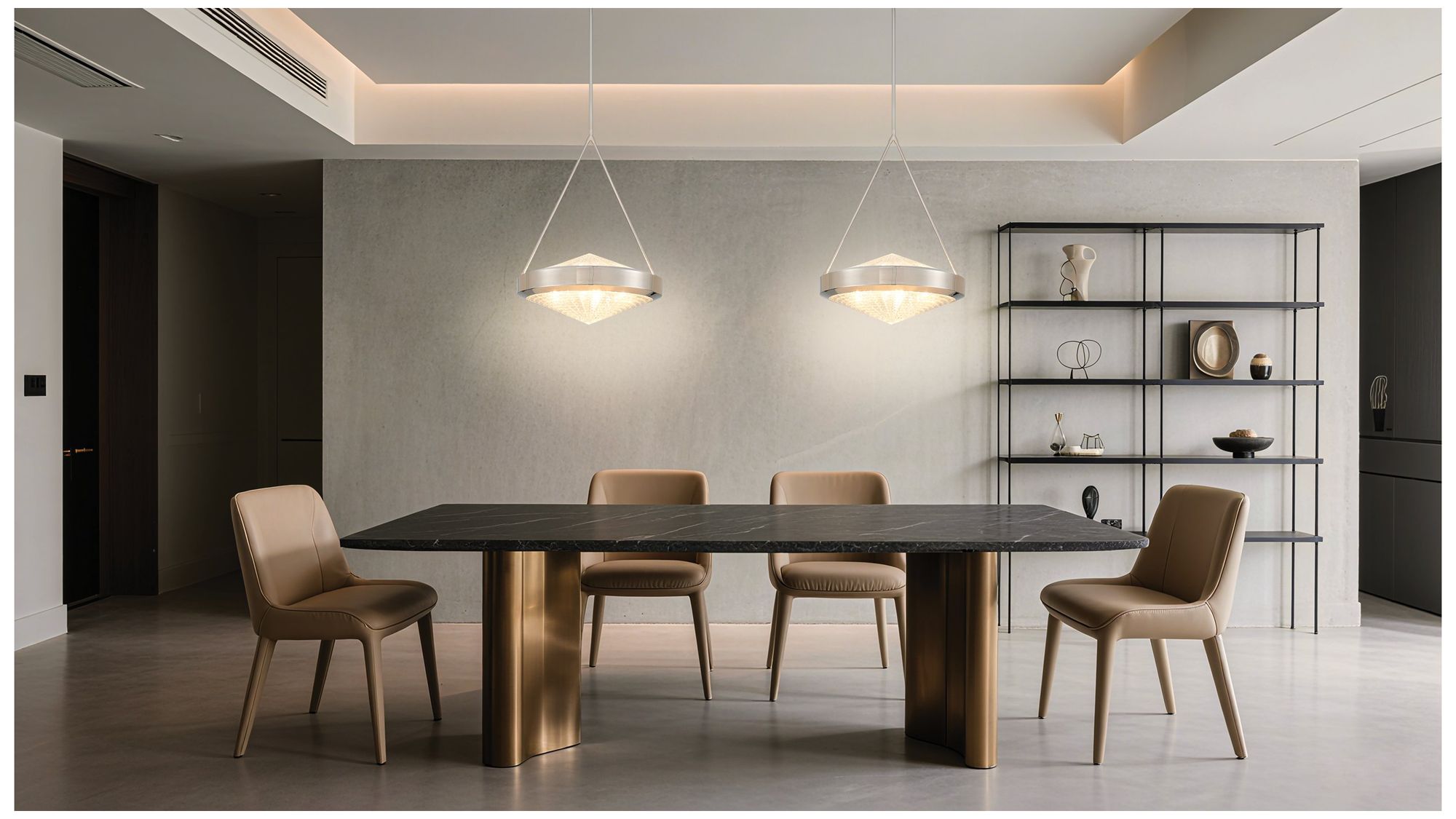 Image 6 Thesis Agate 20" 4 Light Polished Nickel Pendant Light more views