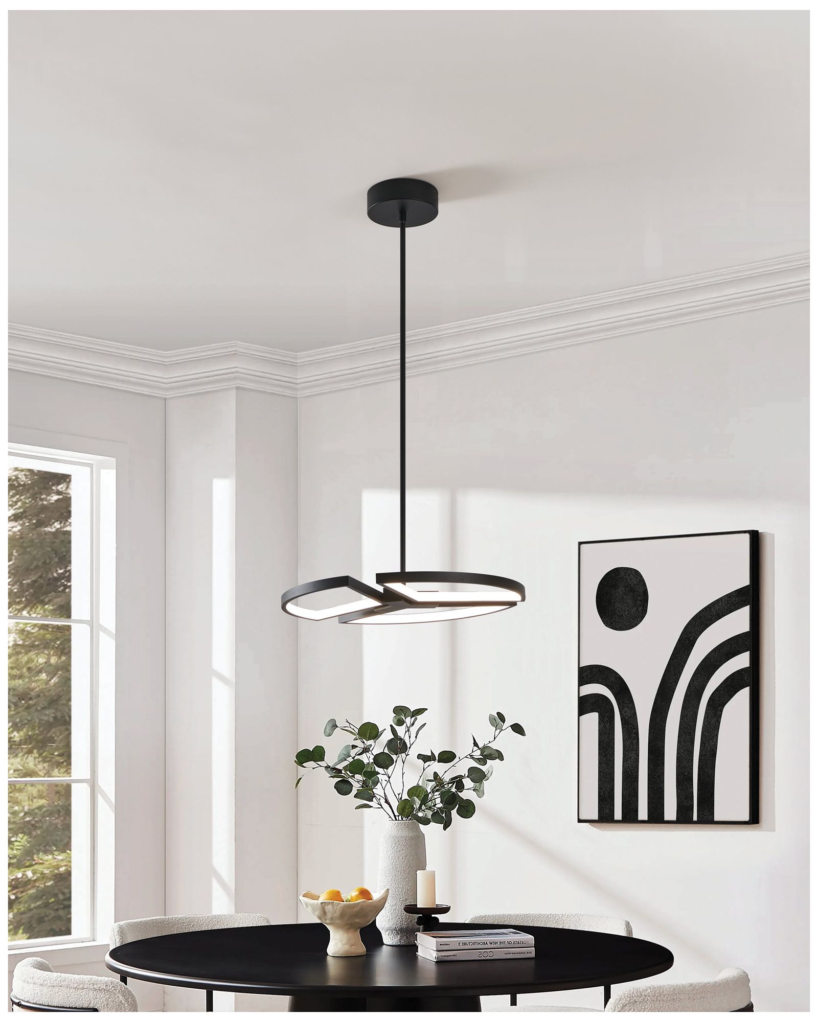 Image 7 Thesis Alfie 20" 3 Light Textured Black 3CCT LED Chandelier more views