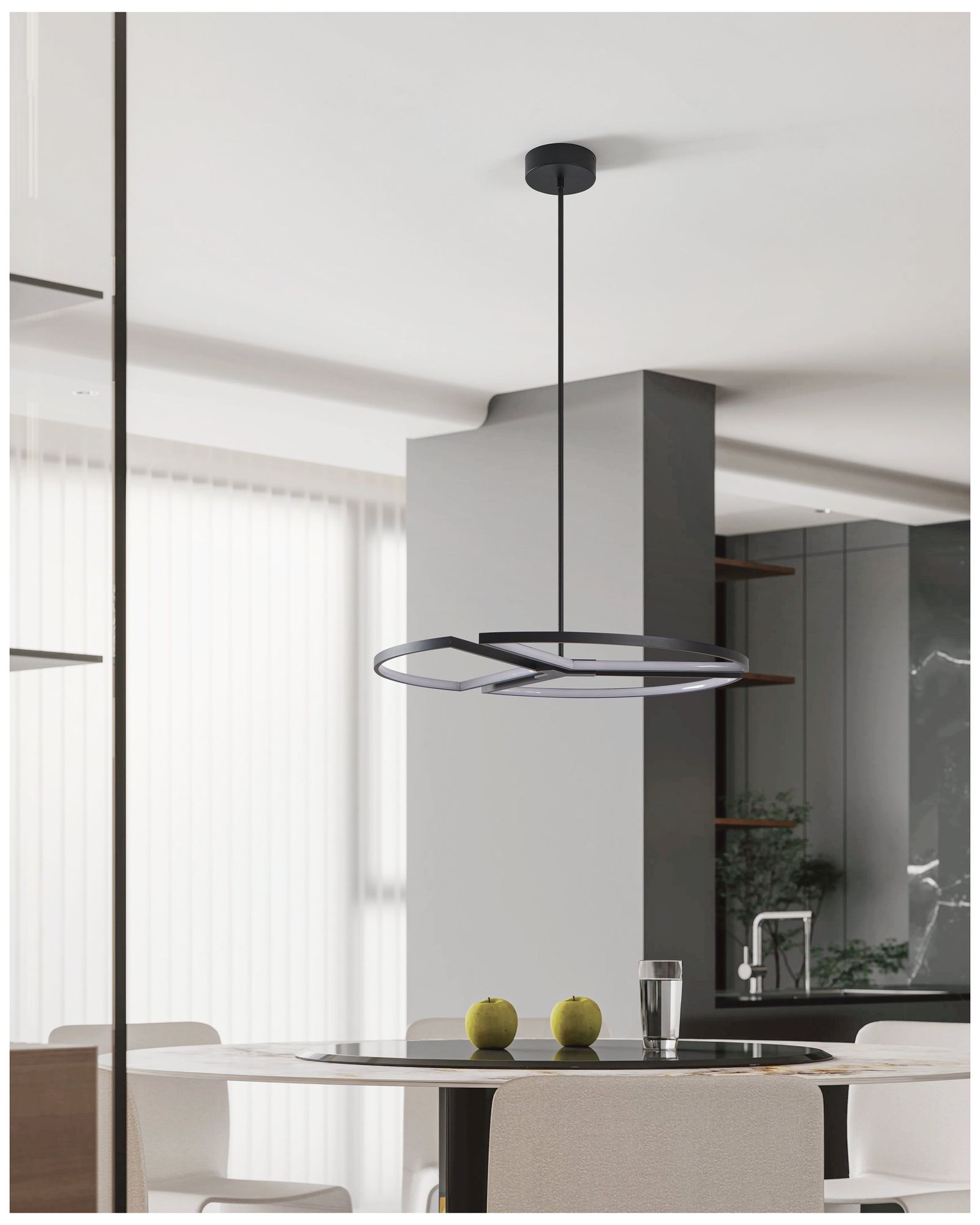 Thesis Alfie 30" 3 Light Textured Black 3CCT LED Chandelier