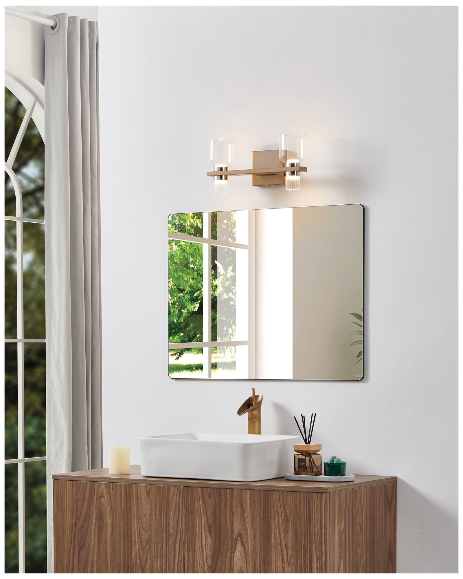 Image 7 Thesis Amelia 15" Champagne Gold and Polished Nickel 5CCT LED Vanity Light more views