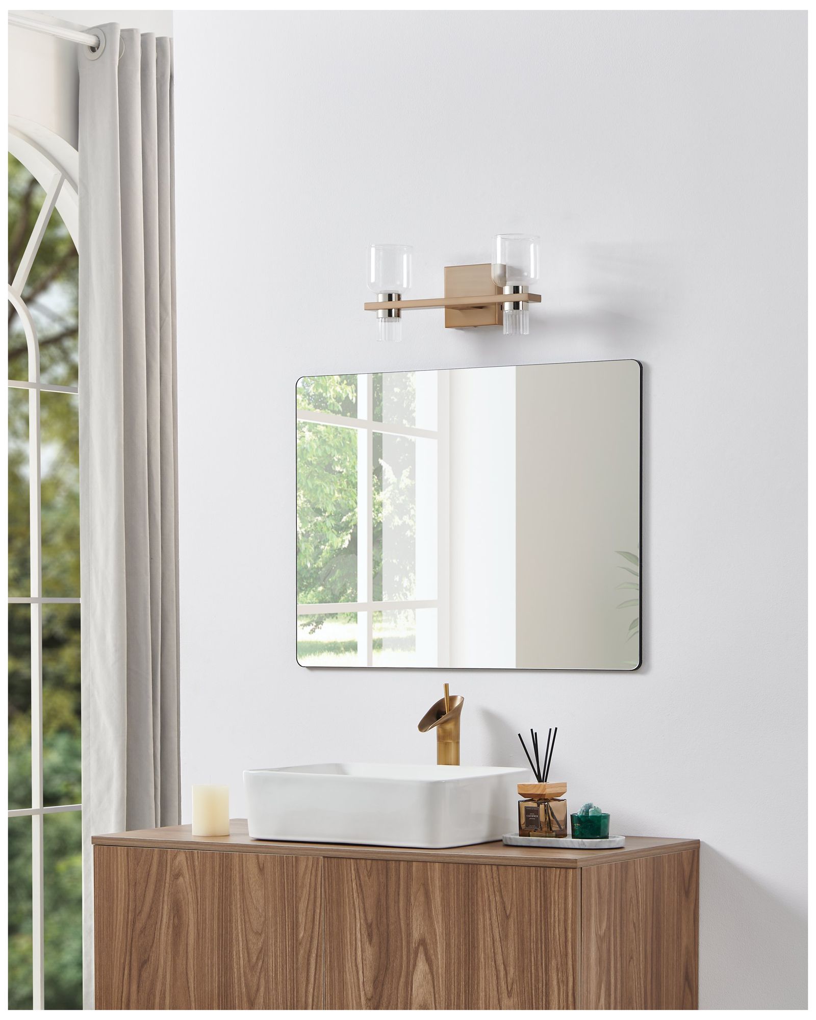 Thesis Amelia 15" Champagne Gold and Polished Nickel 5CCT LED Vanity Light