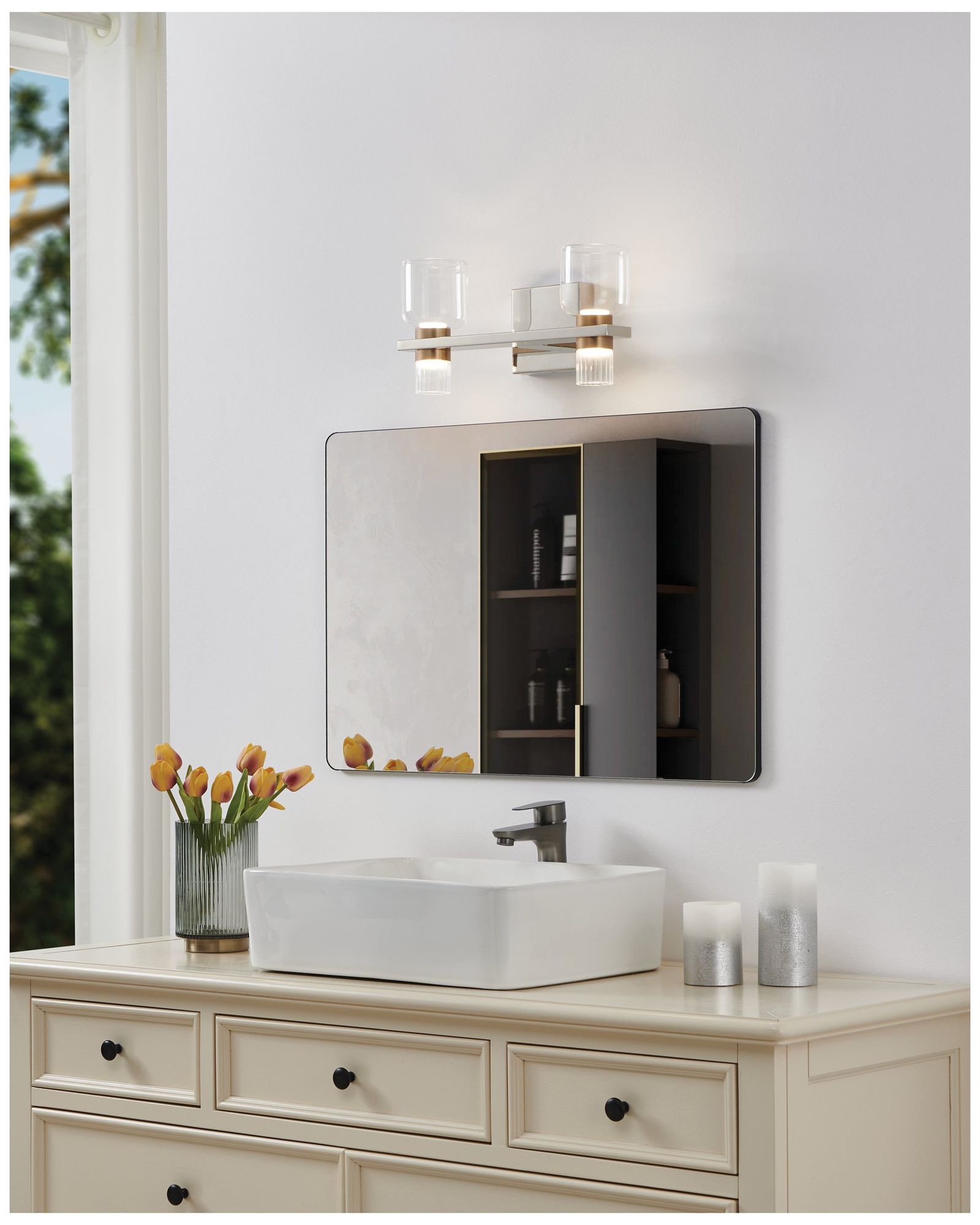 Image 7 Thesis Amelia 15" Polished Nickel and Champagne Gold 5CCT LED Vanity Light more views