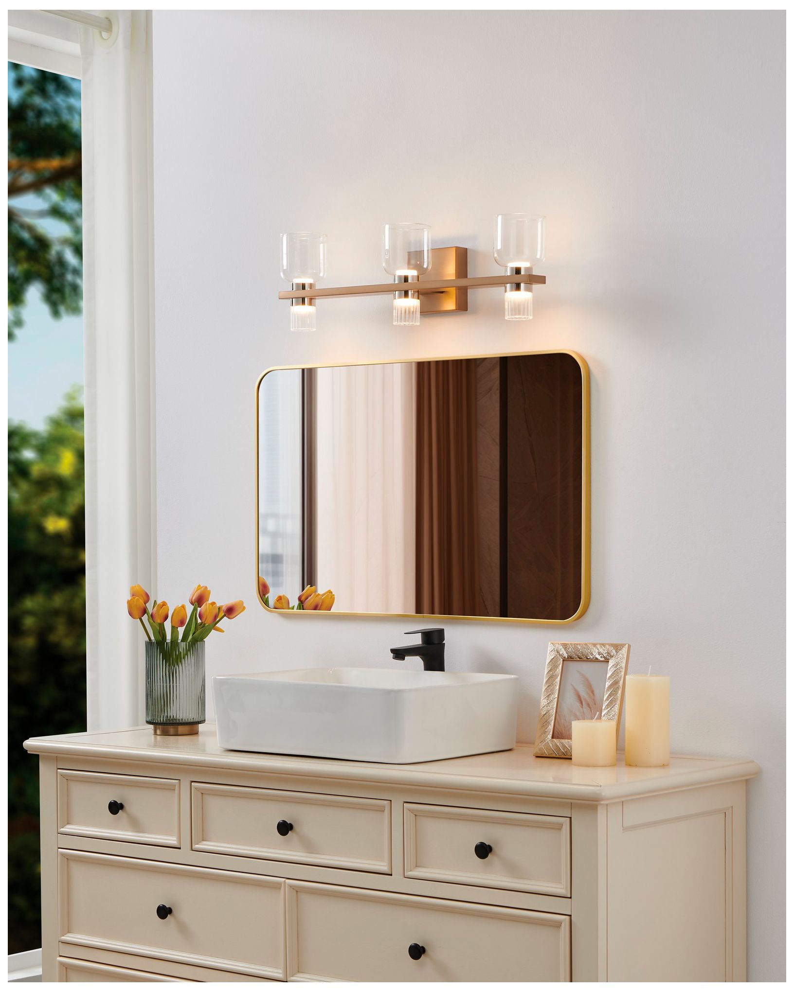 Image 7 Thesis Amelia 24" Champagne Gold and Polished Nickel 5CCT LED Vanity Light more views