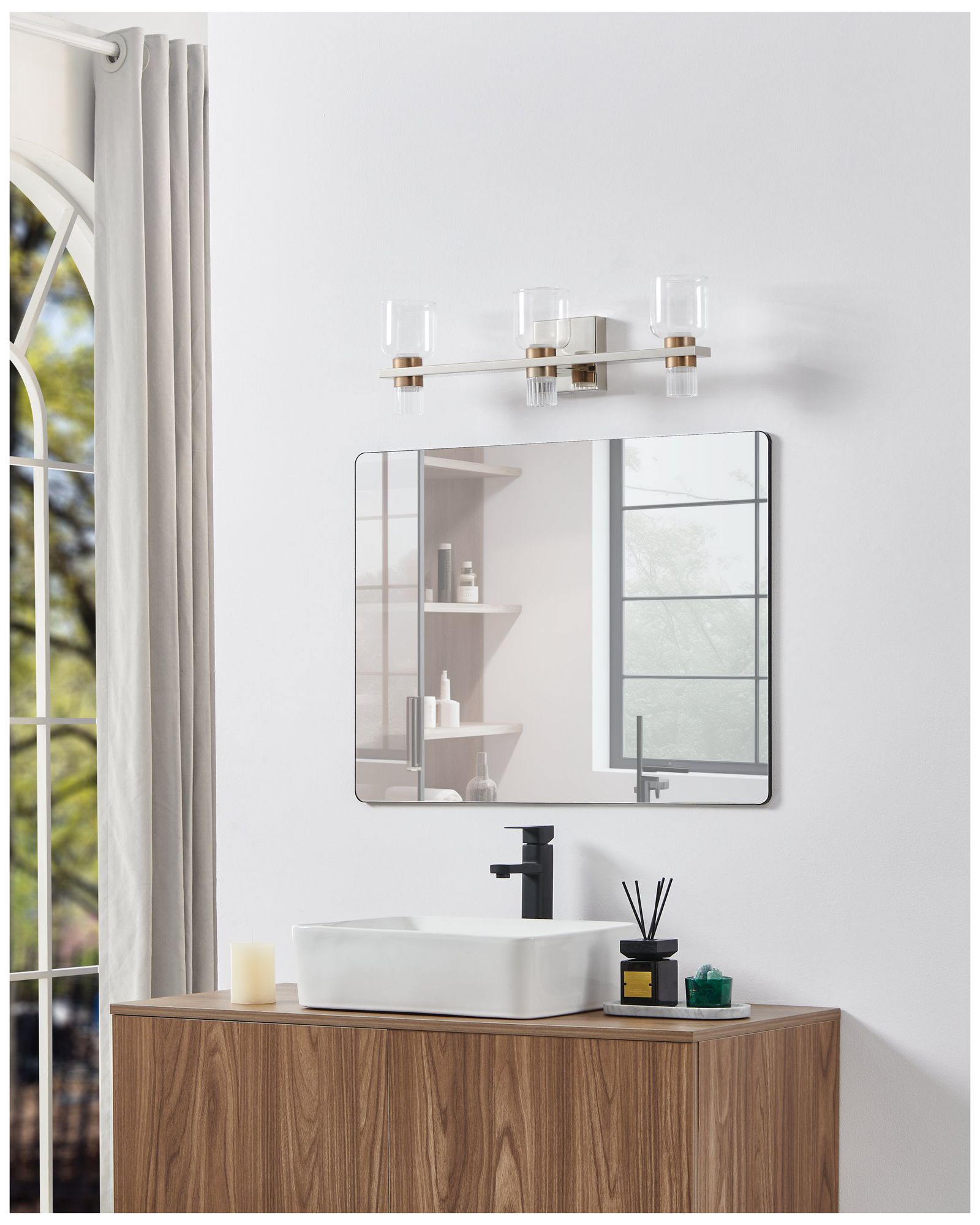 Thesis Amelia 24" Polished Nickel and Champagne Gold 5CCT LED Vanity Light