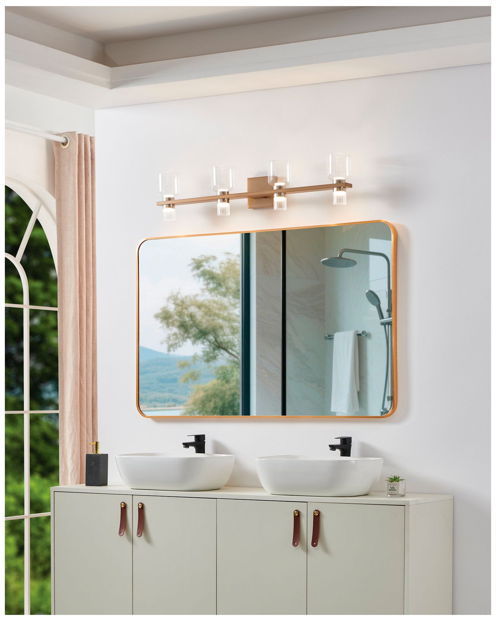 Image 7 Thesis Amelia 34" Champagne Gold and Polished Nickel 5CCT LED Vanity Light more views