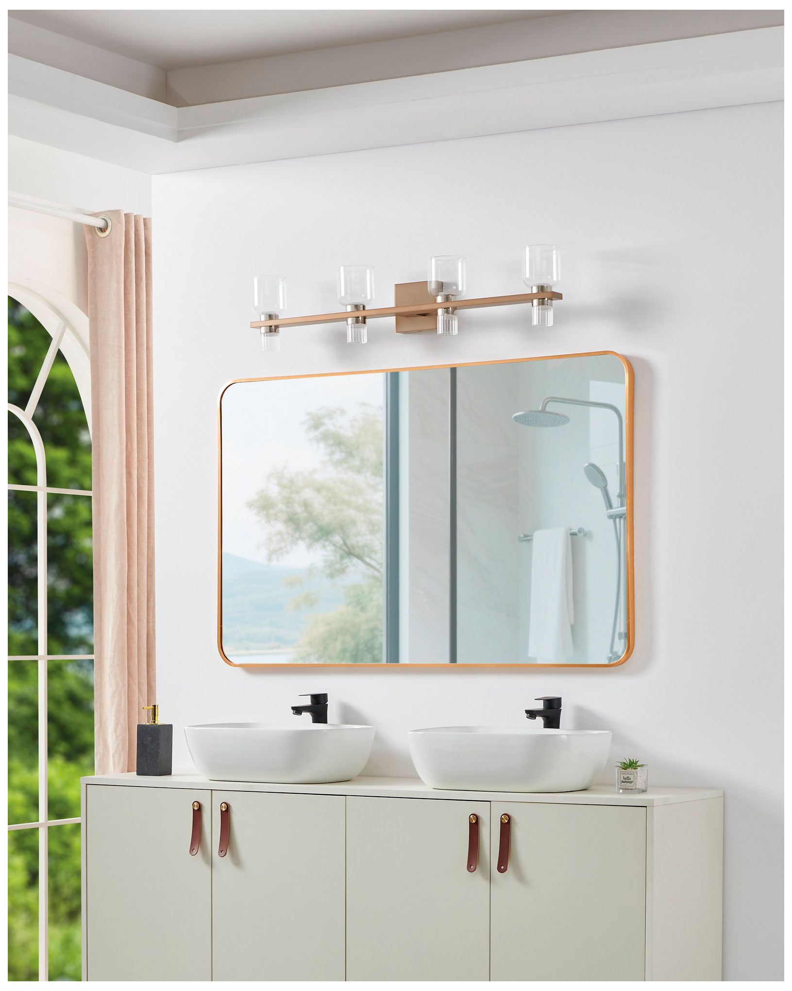 Thesis Amelia 34" Champagne Gold and Polished Nickel 5CCT LED Vanity Light