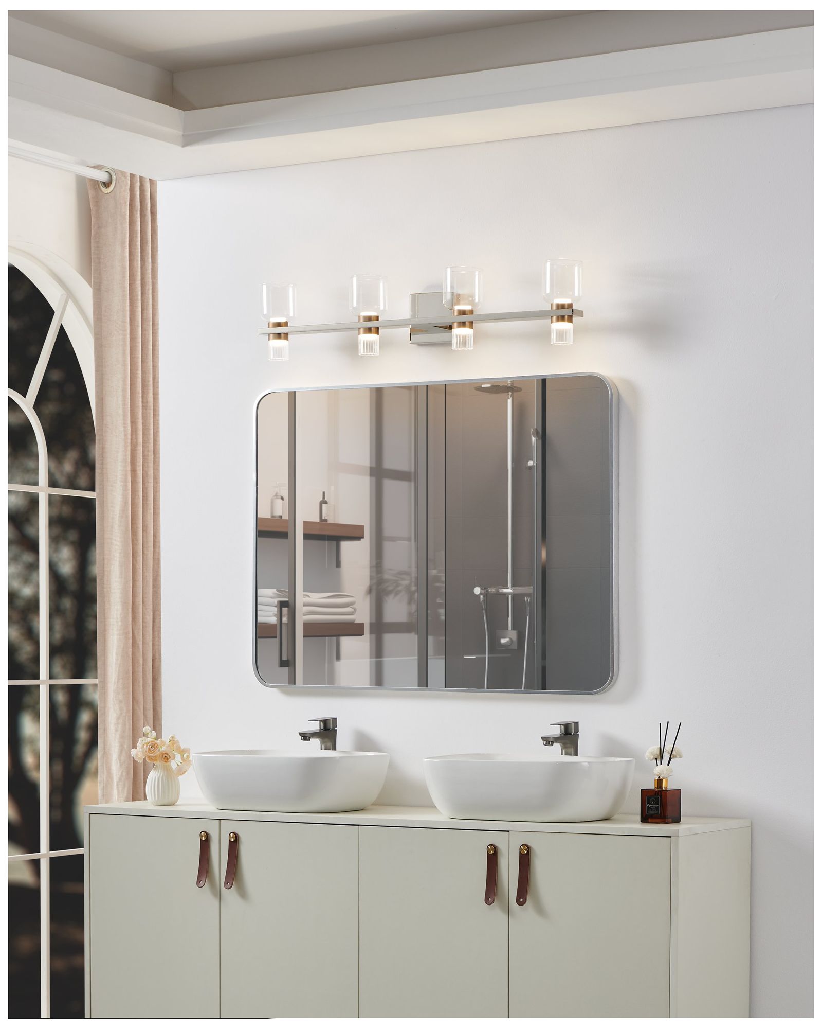 Image 7 Thesis Amelia 34" Polished Nickel and Champagne Gold 5CCT LED Vanity Light more views