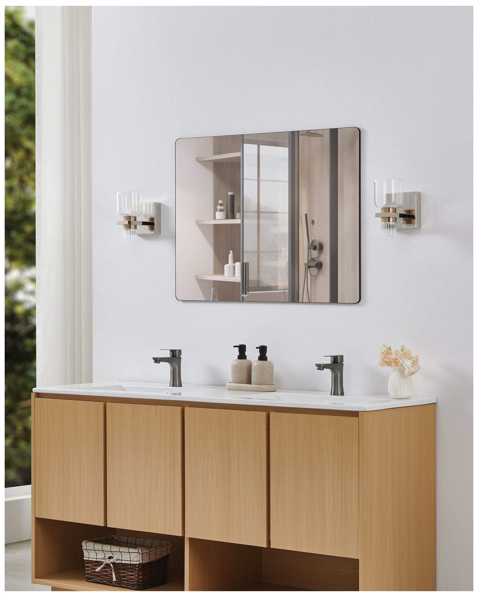 Thesis Amelia 4" Polished Nickel and Champagne Gold 5CCT LED Vanity Light