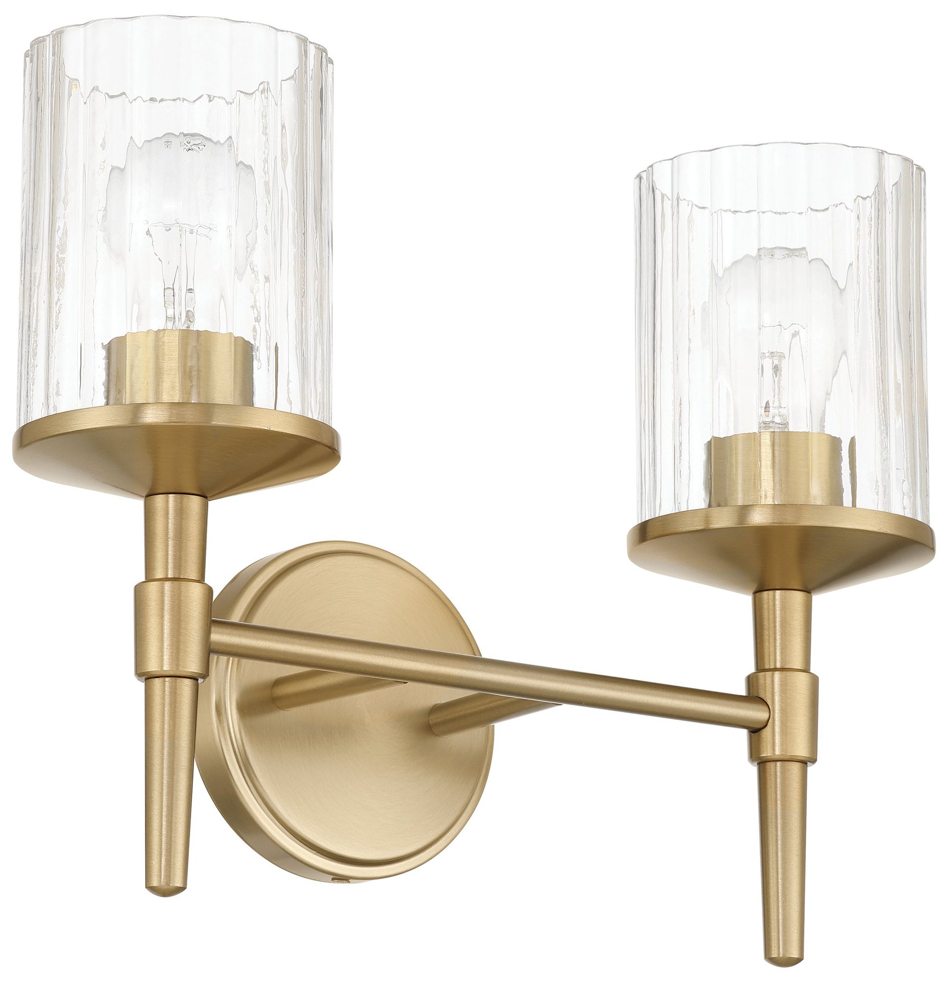 Thesis Andrea 15" Champagne Gold Vanity Light - Clear Ribbed Glass Shades