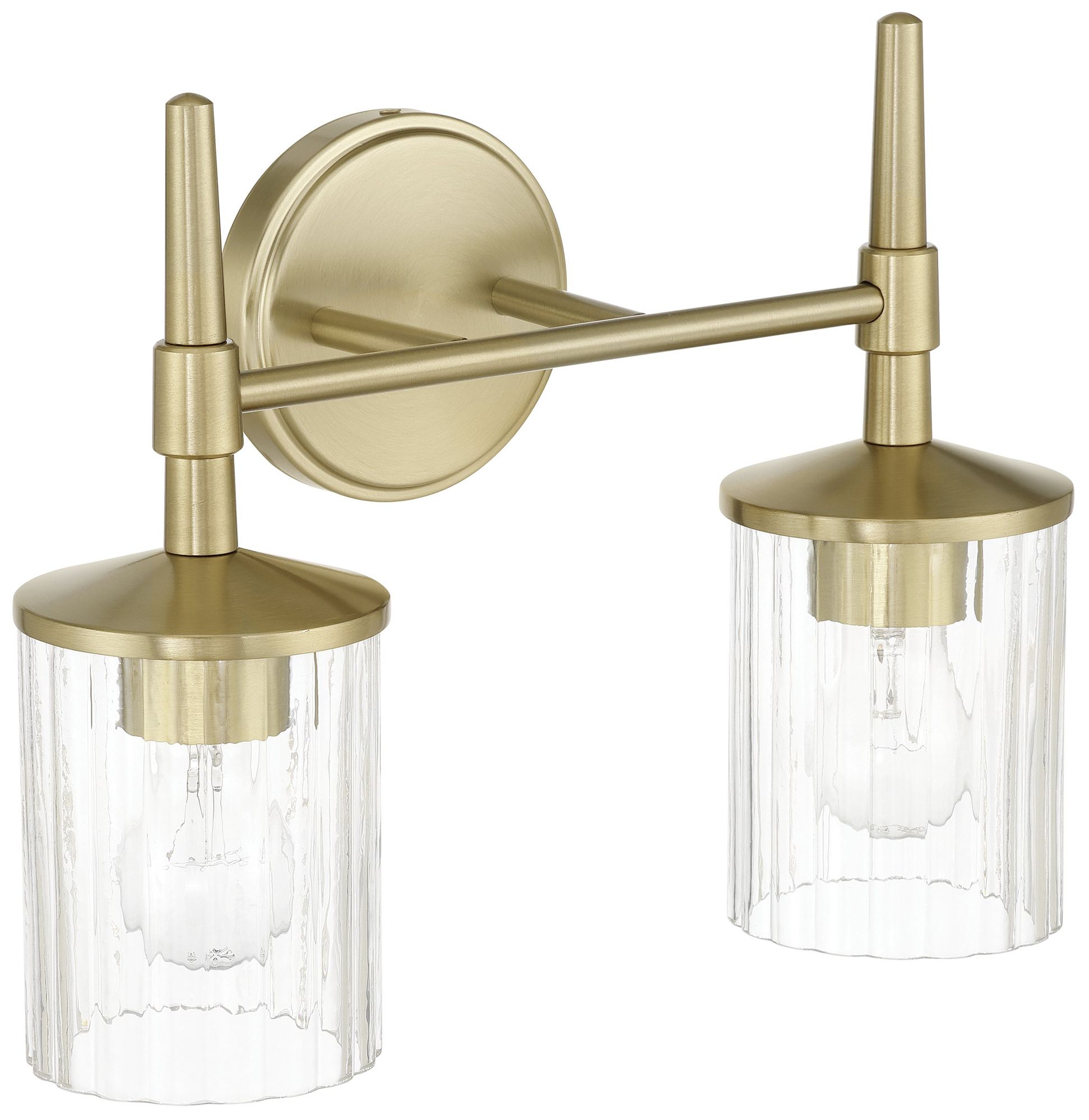 Image 3 Thesis Andrea 15" Champagne Gold Vanity Light - Clear Ribbed Glass Shades more views