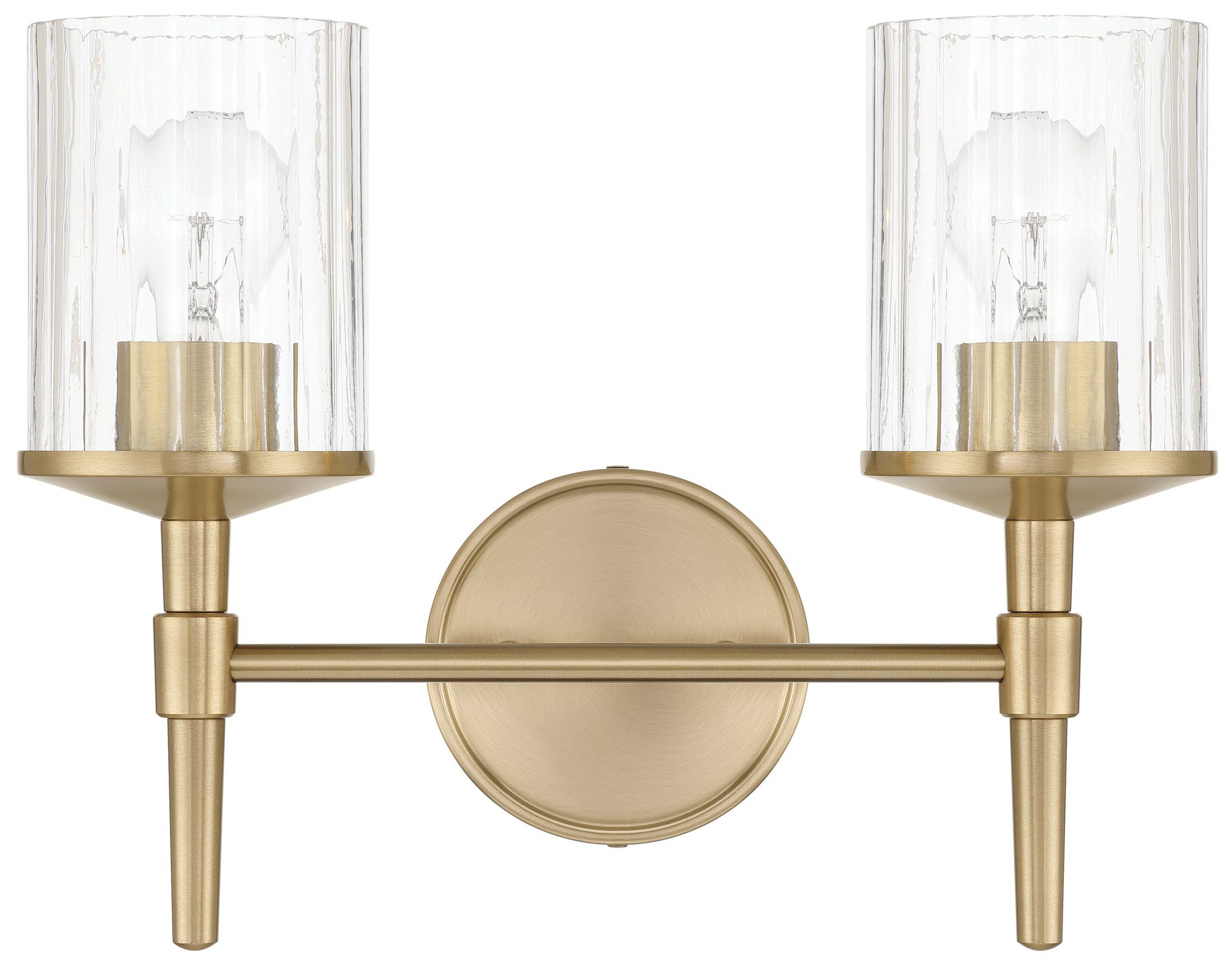 Image 4 Thesis Andrea 15" Champagne Gold Vanity Light - Clear Ribbed Glass Shades more views