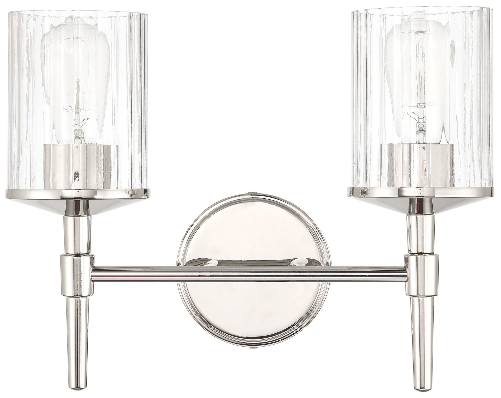 Image 4 Thesis Andrea 15" Polished Nickel Vanity Light w/ Clear Ribbed Glass Shades more views