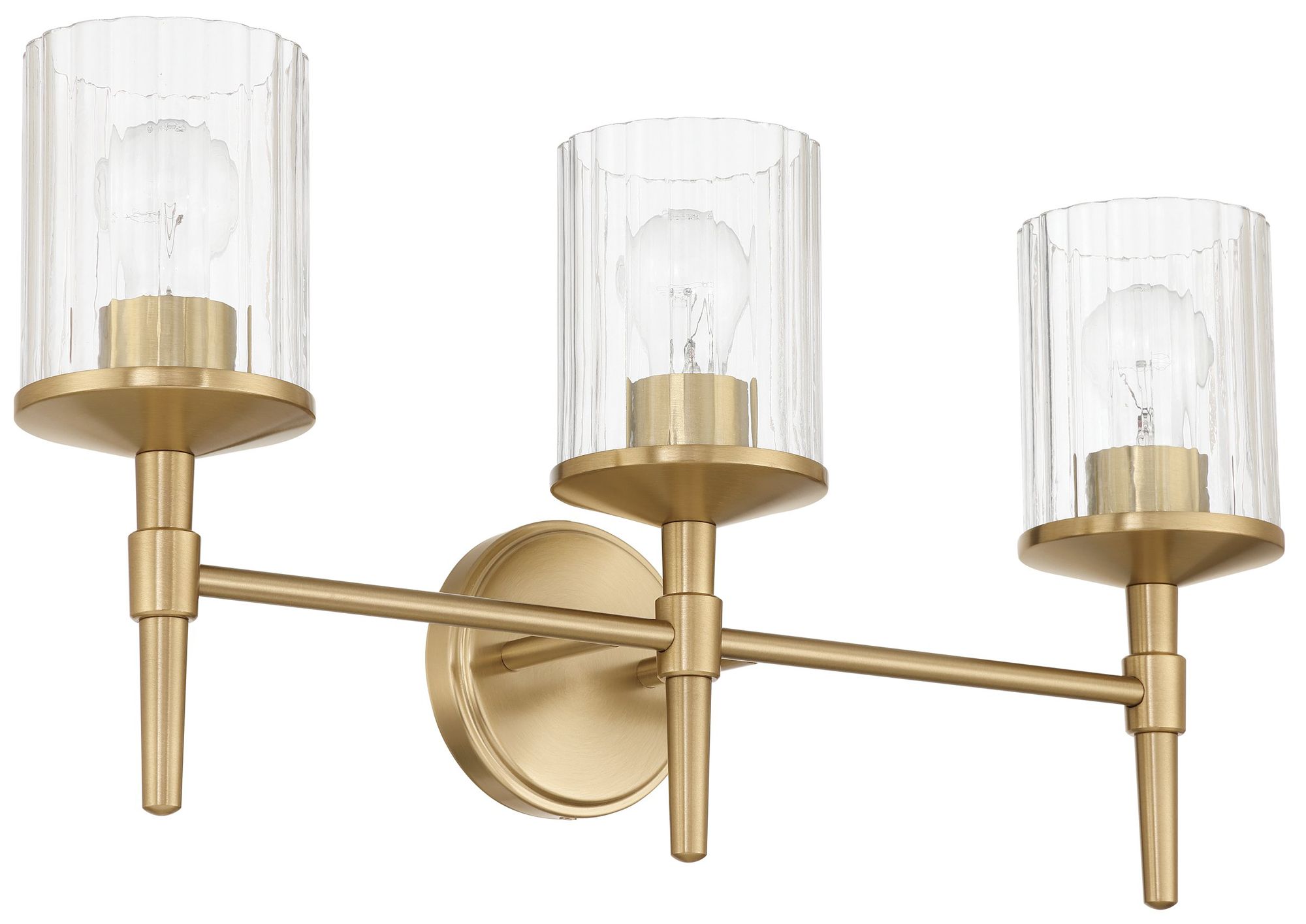 Image 2 Thesis Andrea 24" Champagne Gold Vanity Light - Clear Ribbed Glass Shades