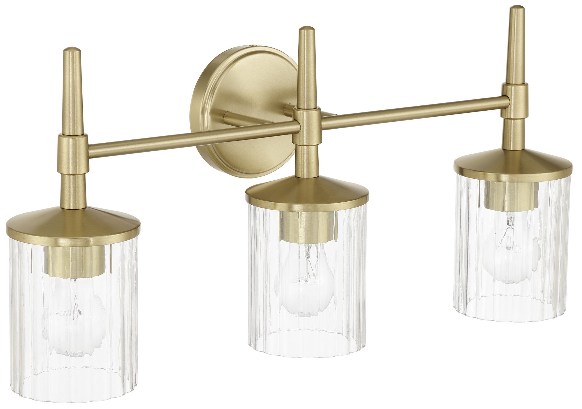 Image 3 Thesis Andrea 24" Champagne Gold Vanity Light - Clear Ribbed Glass Shades more views