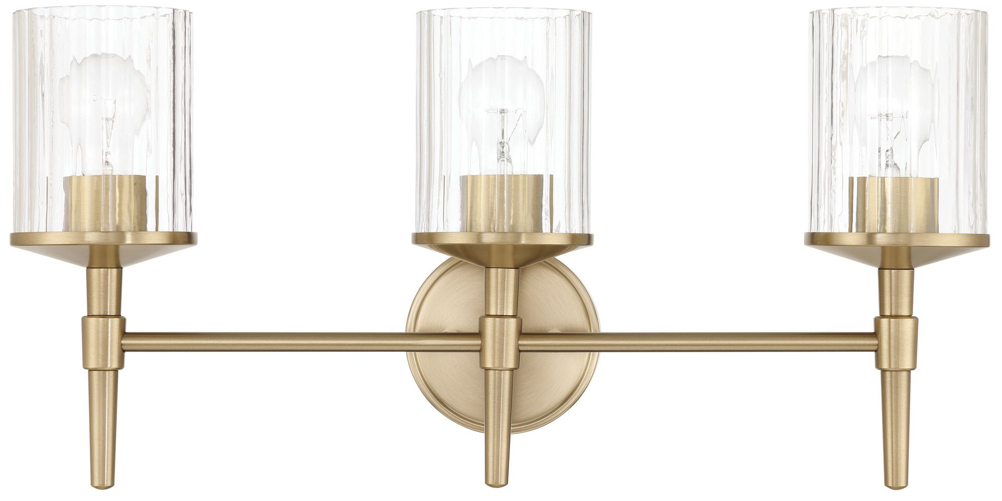 Image 4 Thesis Andrea 24" Champagne Gold Vanity Light - Clear Ribbed Glass Shades more views