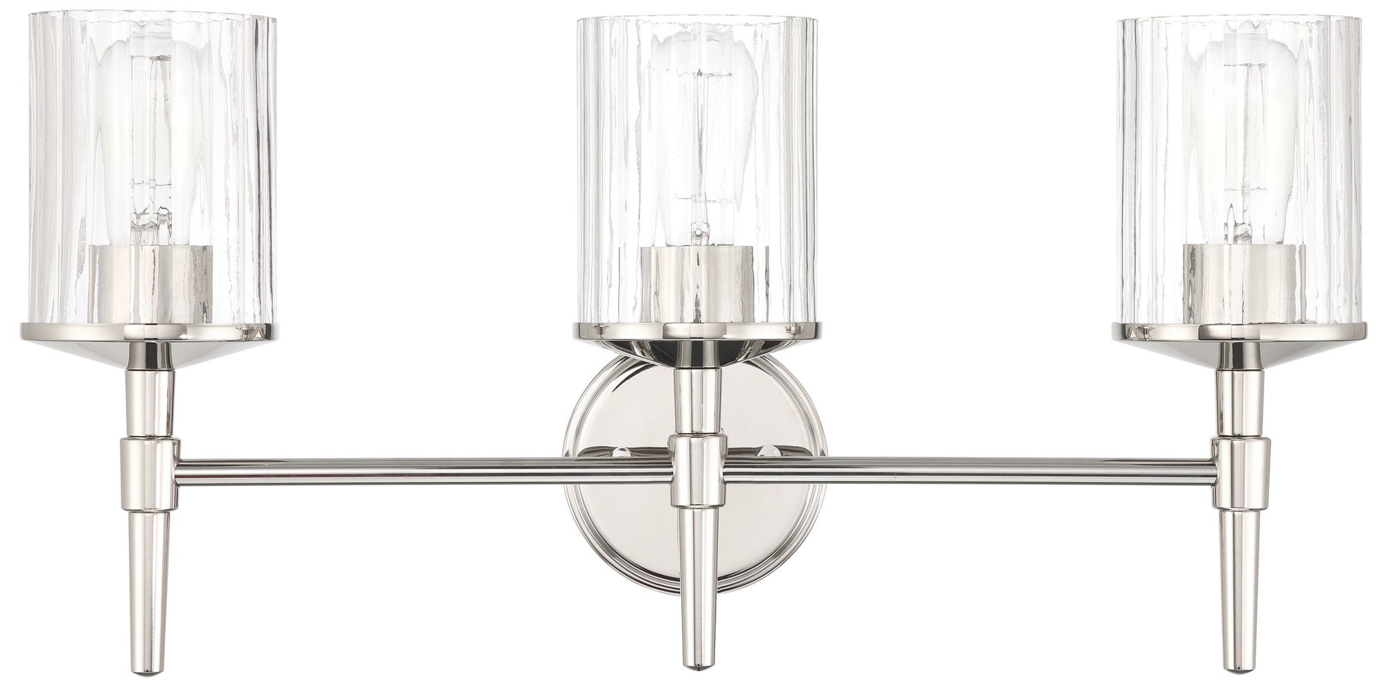 Image 5 Thesis Andrea 24" Polished Nickel Vanity Light, Clear Ribbed Glass Shades more views