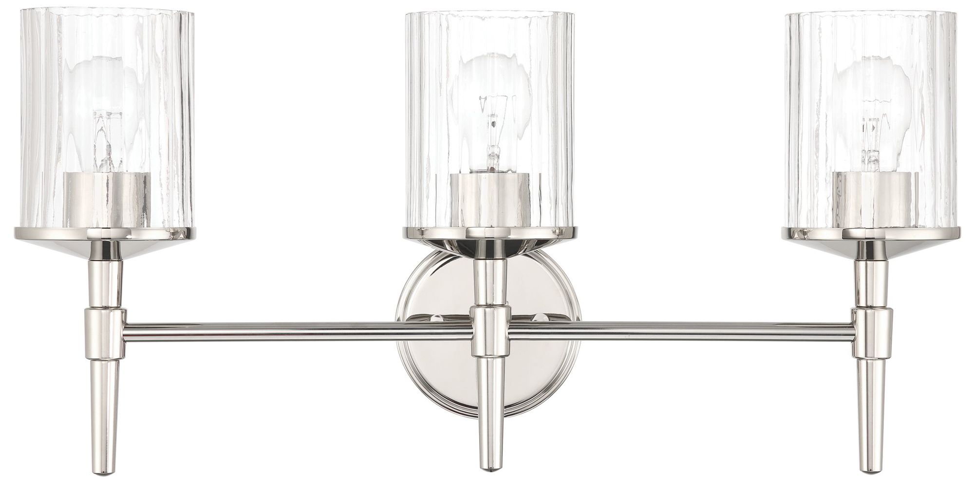 Image 6 Thesis Andrea 24" Polished Nickel Vanity Light, Clear Ribbed Glass Shades more views