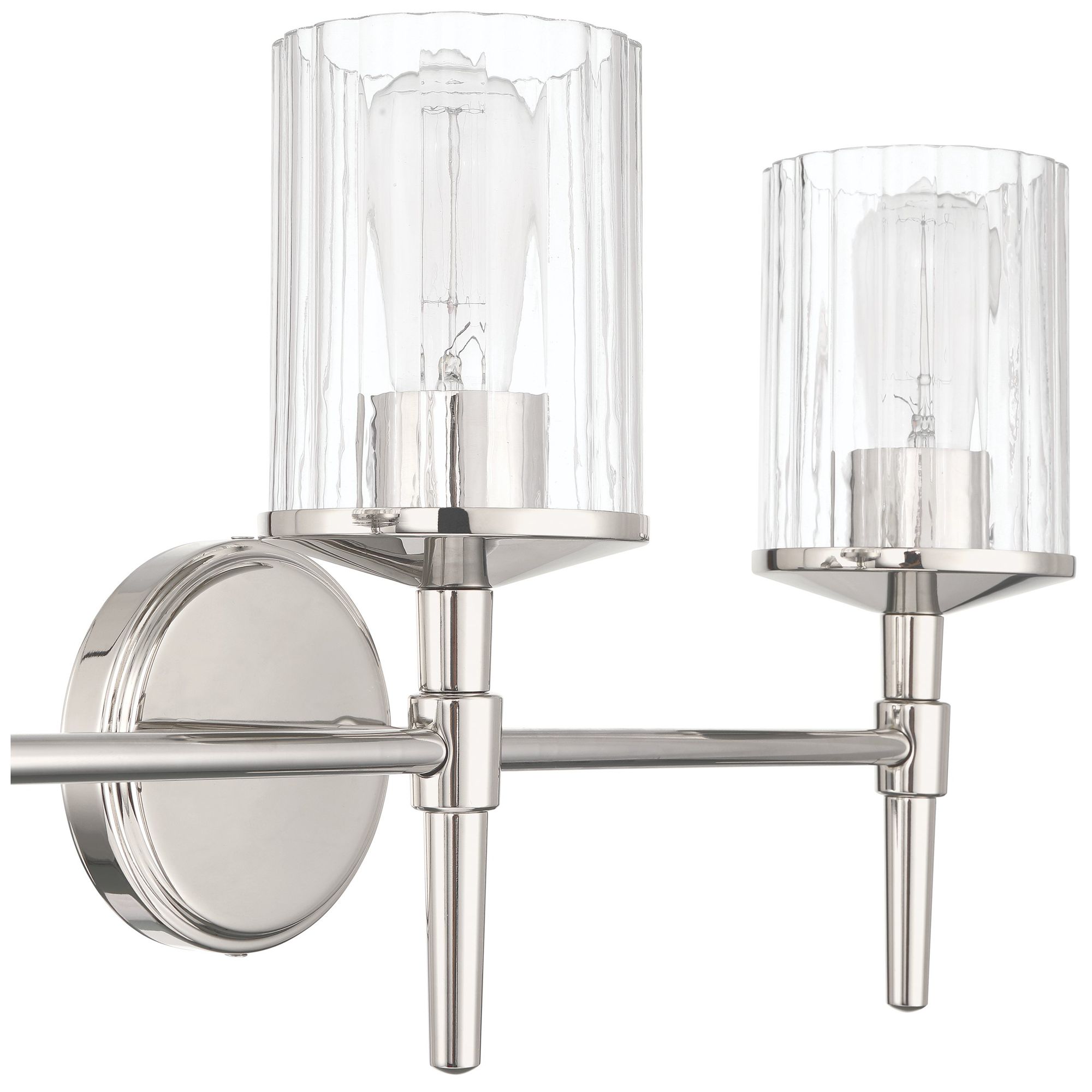 Image 7 Thesis Andrea 24" Polished Nickel Vanity Light, Clear Ribbed Glass Shades more views
