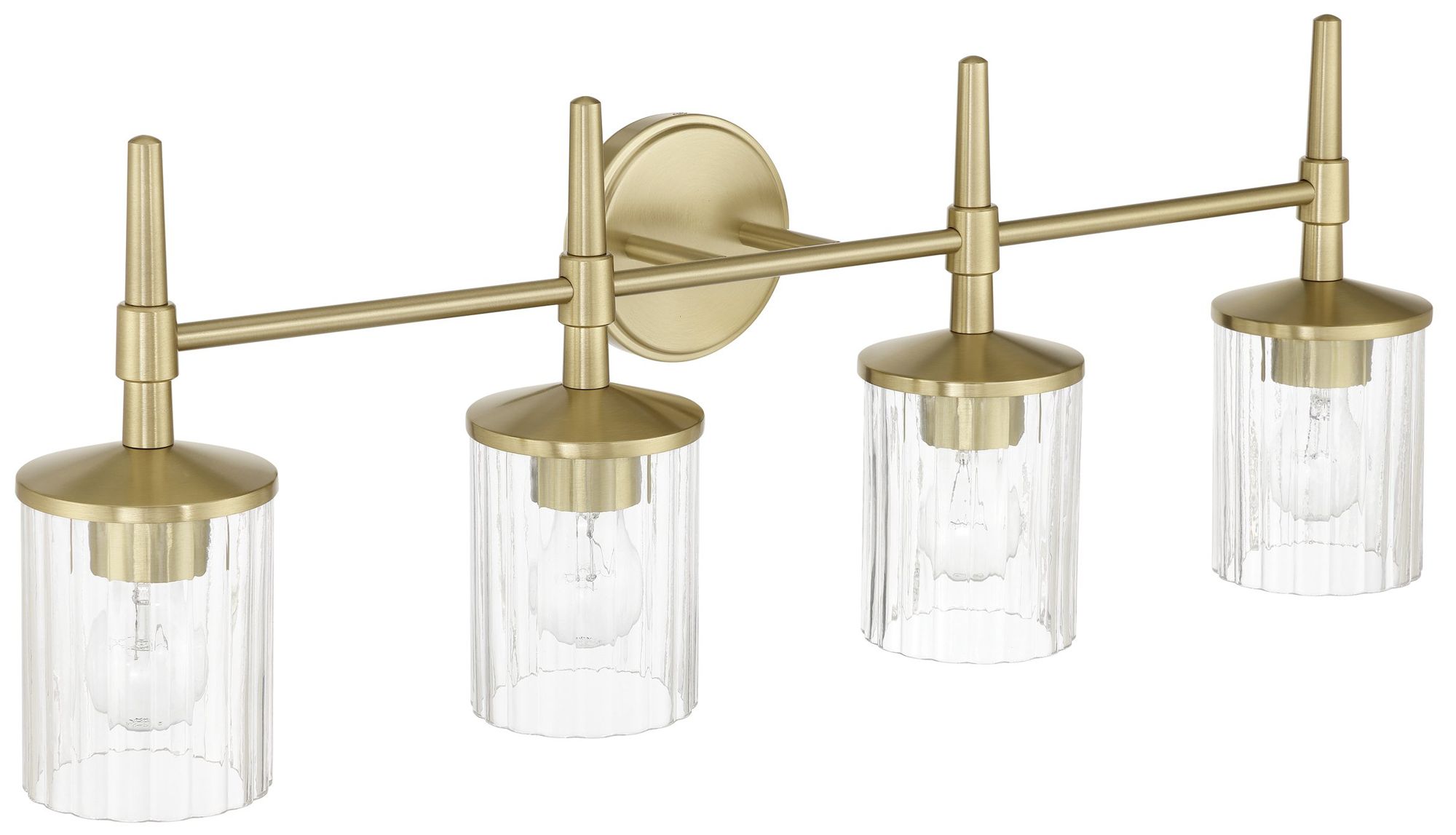 Image 3 Thesis Andrea 32" Champagne Gold Vanity Light, Clear Ribbed Glass Shades more views