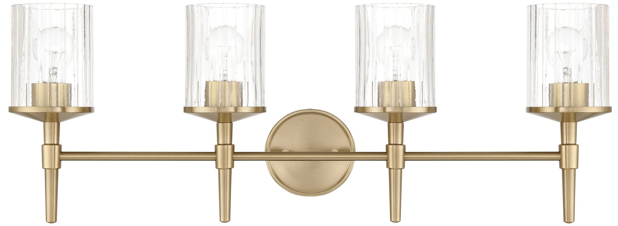 Image 4 Thesis Andrea 32" Champagne Gold Vanity Light, Clear Ribbed Glass Shades more views