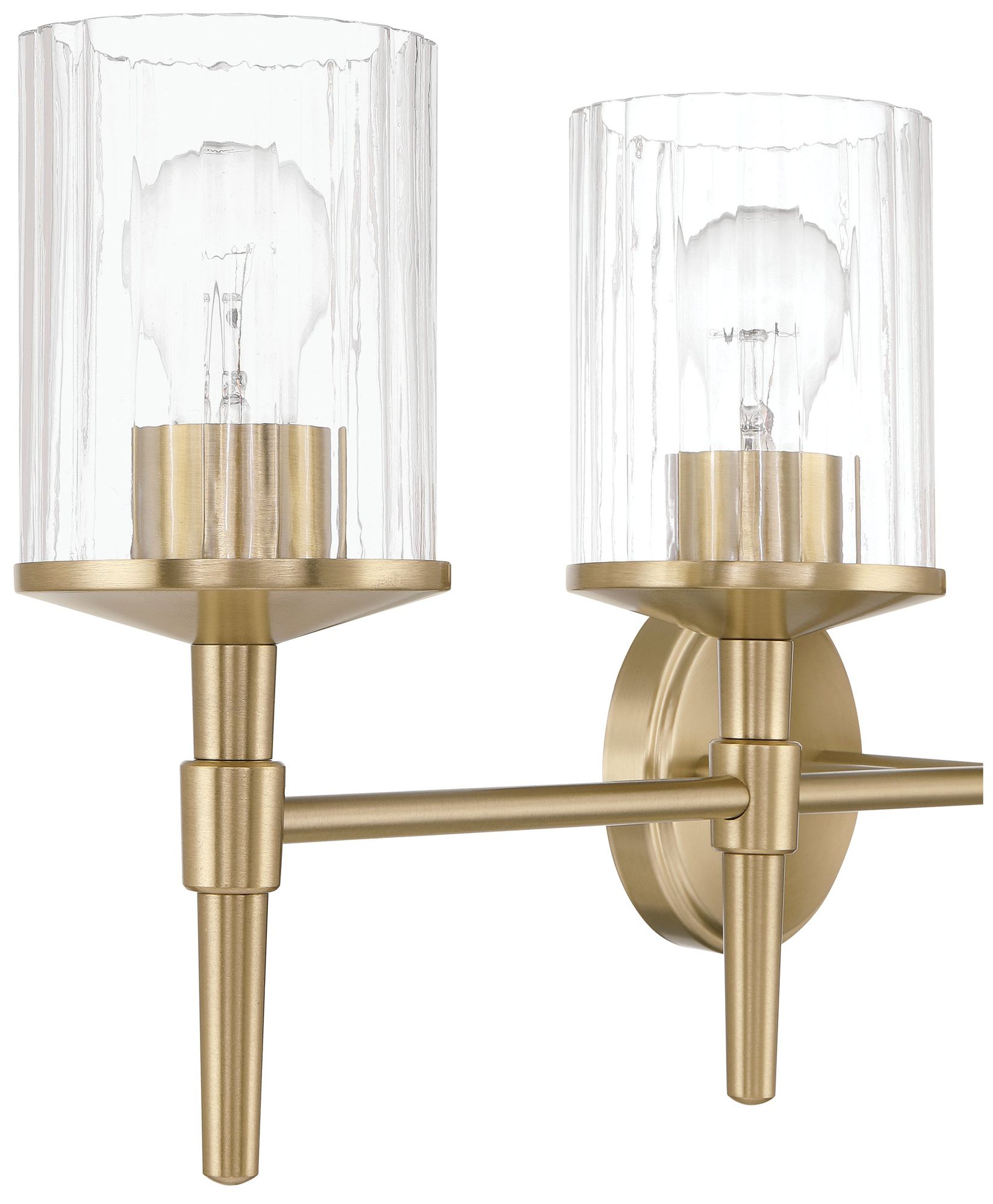 Image 5 Thesis Andrea 32" Champagne Gold Vanity Light, Clear Ribbed Glass Shades more views