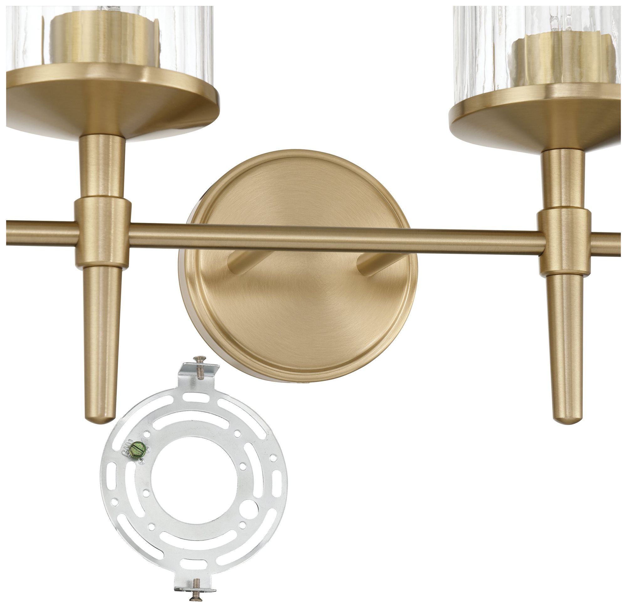 Image 6 Thesis Andrea 32" Champagne Gold Vanity Light, Clear Ribbed Glass Shades more views