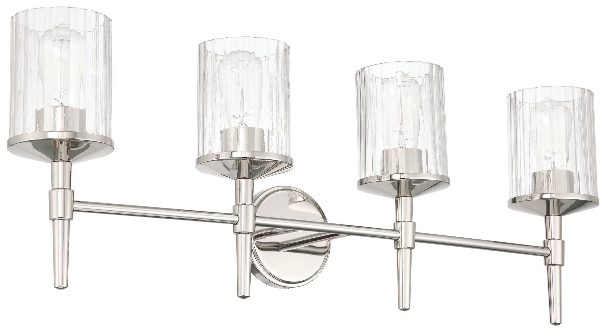 Thesis Andrea 32" Polished Nickel Vanity Light - Clear Ribbed Glass Shades