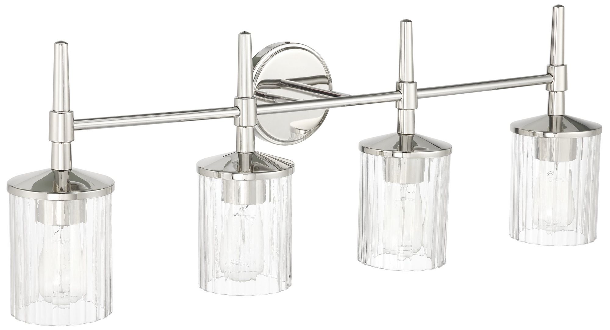 Image 3 Thesis Andrea 32" Polished Nickel Vanity Light - Clear Ribbed Glass Shades more views