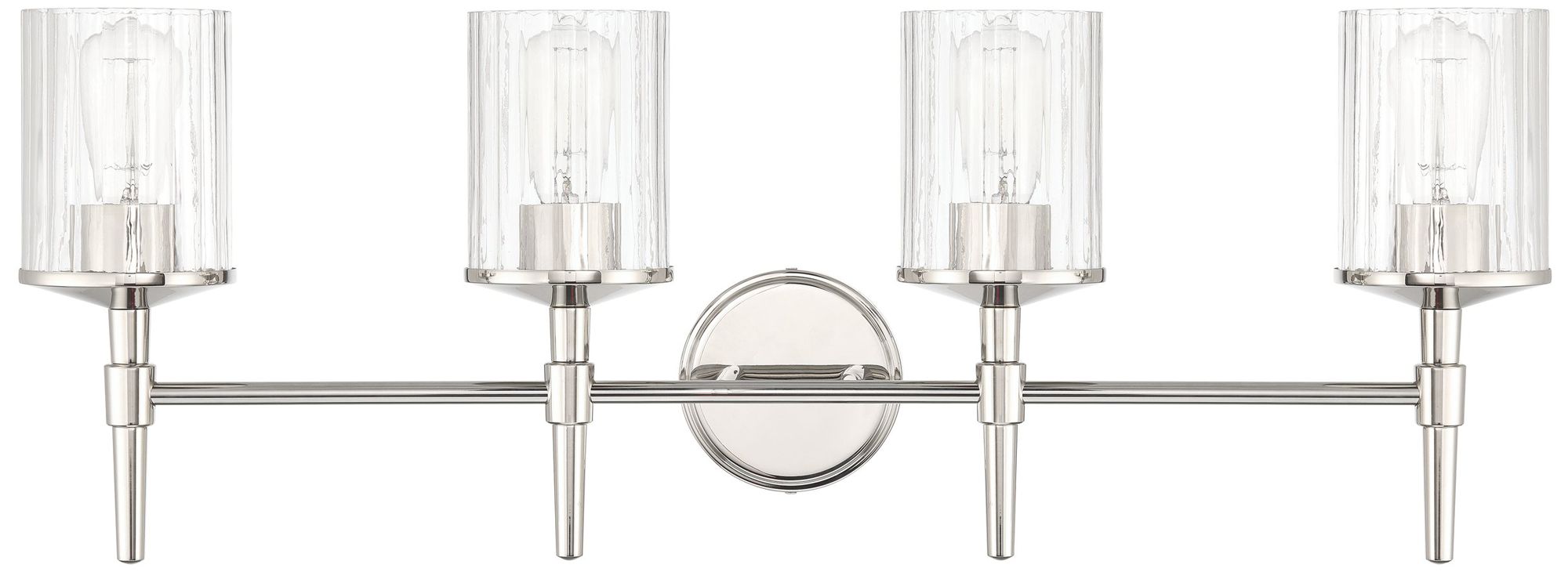 Image 4 Thesis Andrea 32" Polished Nickel Vanity Light - Clear Ribbed Glass Shades more views
