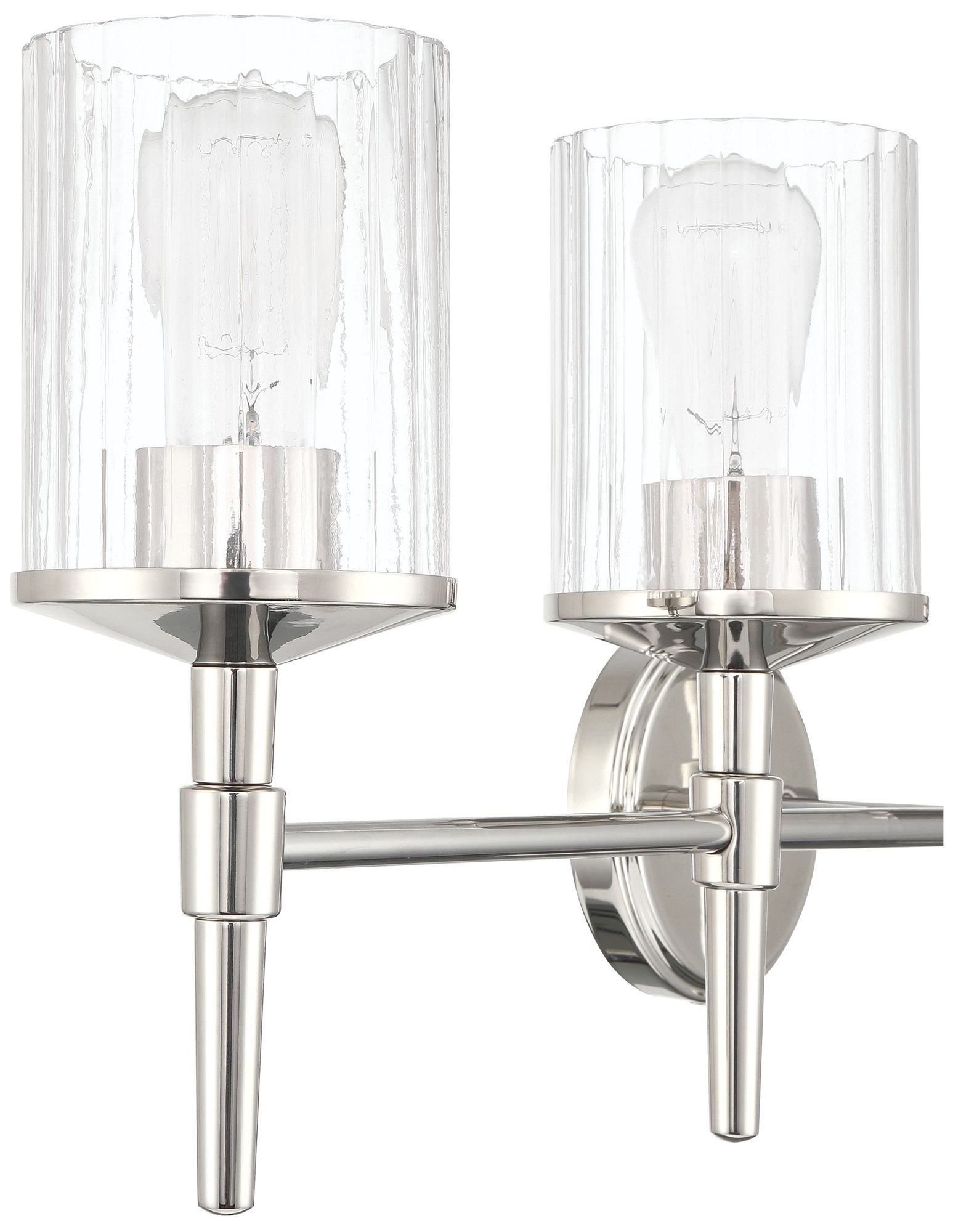 Image 5 Thesis Andrea 32" Polished Nickel Vanity Light - Clear Ribbed Glass Shades more views
