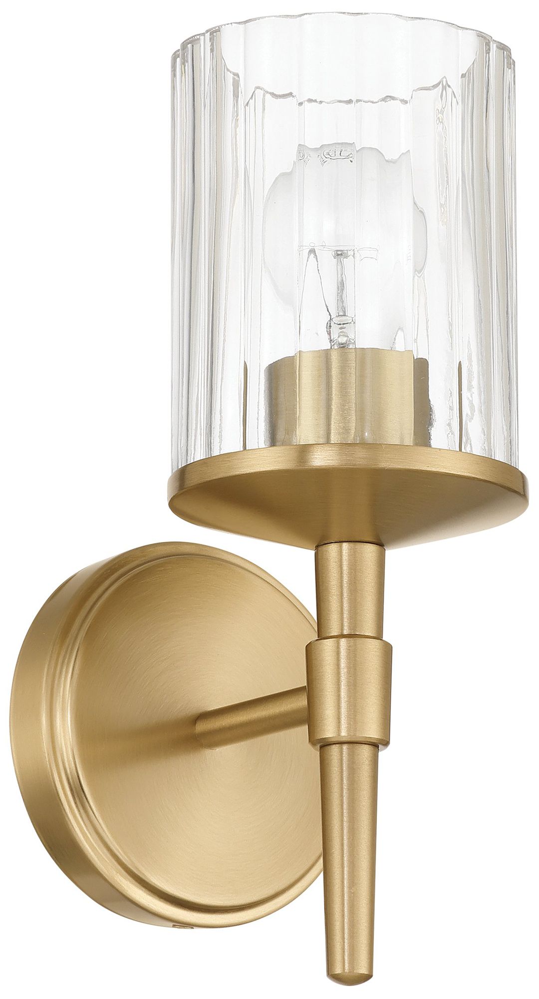 Thesis Andrea 5" Champagne Gold Vanity Light with Clear Ribbed Glass Shade