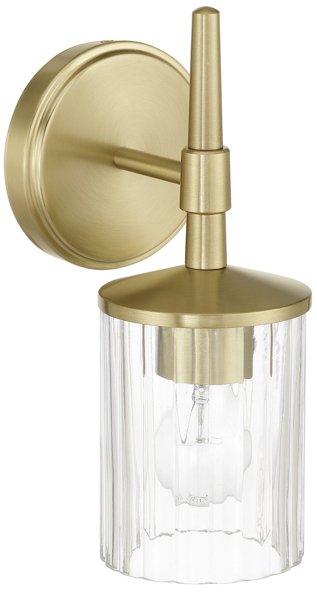 Image 3 Thesis Andrea 5" Champagne Gold Vanity Light with Clear Ribbed Glass Shade more views