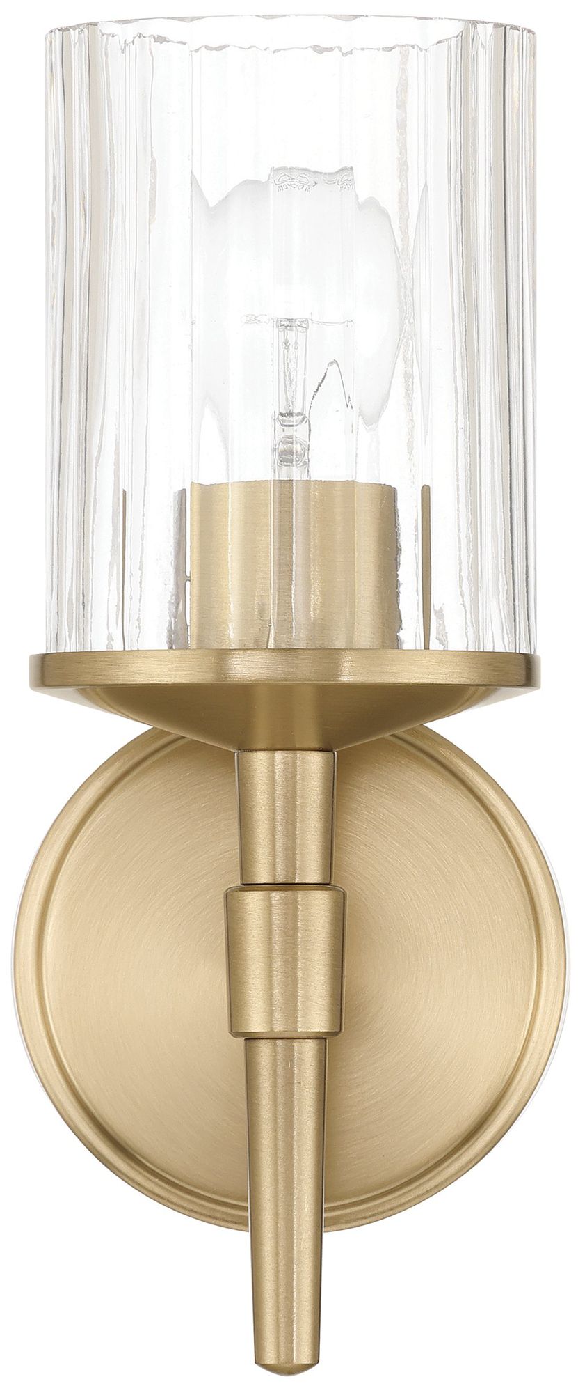 Image 4 Thesis Andrea 5" Champagne Gold Vanity Light with Clear Ribbed Glass Shade more views