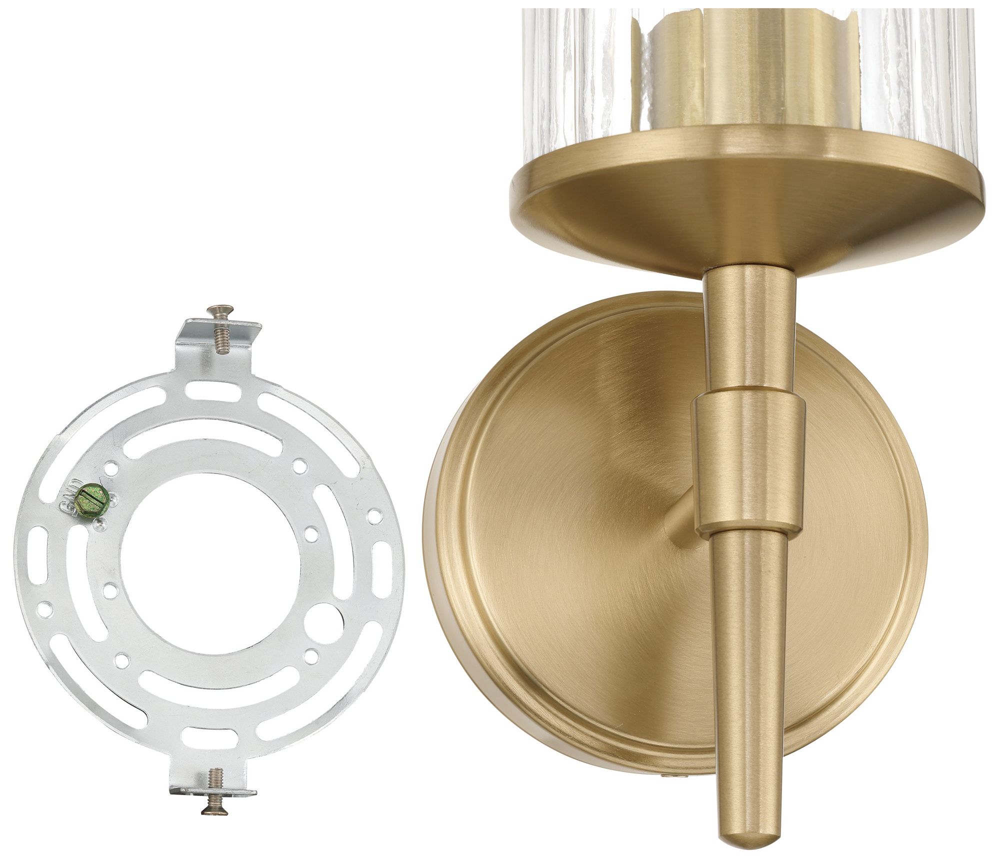 Image 6 Thesis Andrea 5" Champagne Gold Vanity Light with Clear Ribbed Glass Shade more views